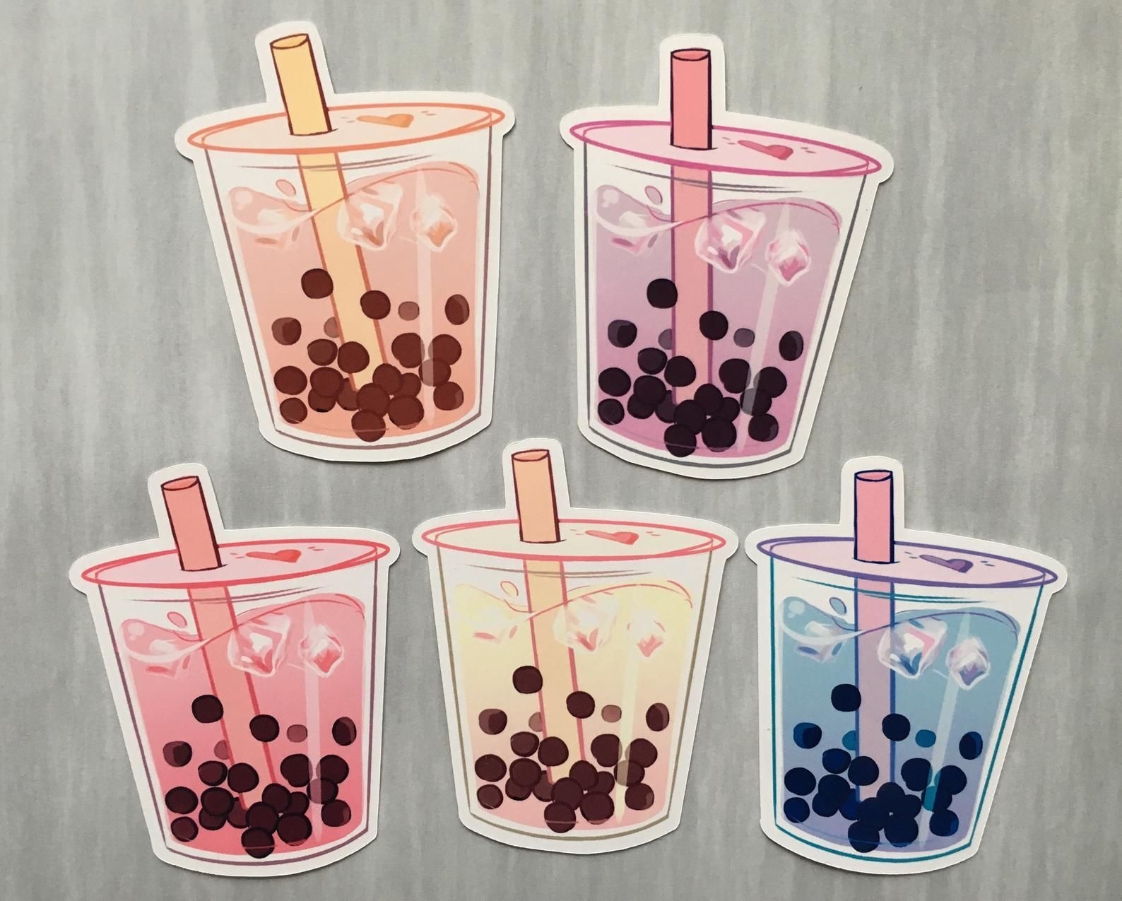 1590x1280 Bubble Tea Aesthetic Boba sticker set of 5 different colors. Etsy. Bubble tea boba, Bubble tea, Cute food drawings, Desktop