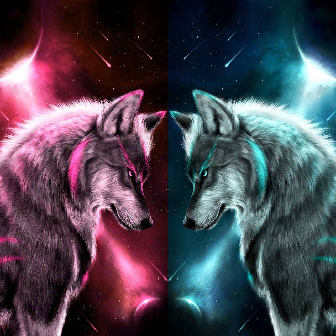 1280x1280 Unicorn Galaxy Wolf Wallpaper, Phone