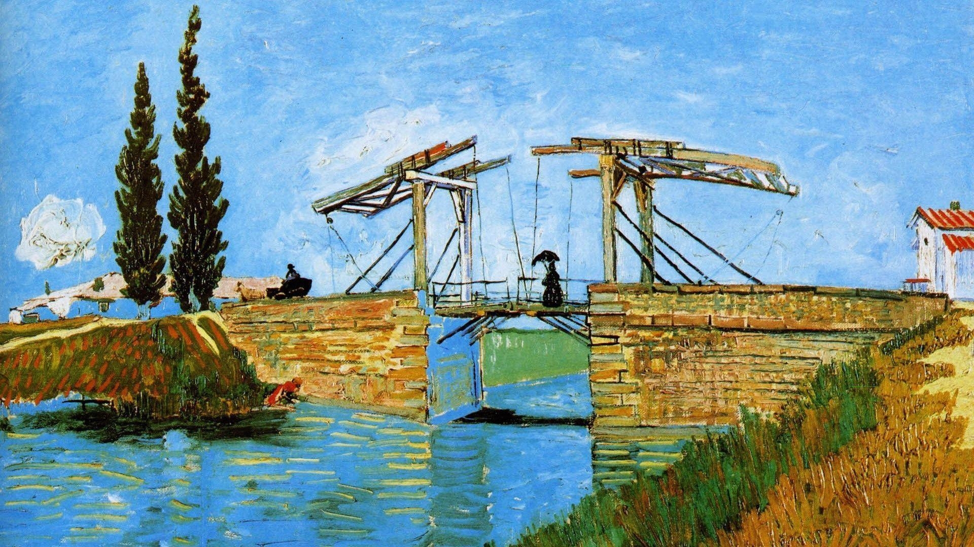 1920x1080 Vincent van Gogh: Langlois Bridge at Arles with Women Washing, Desktop