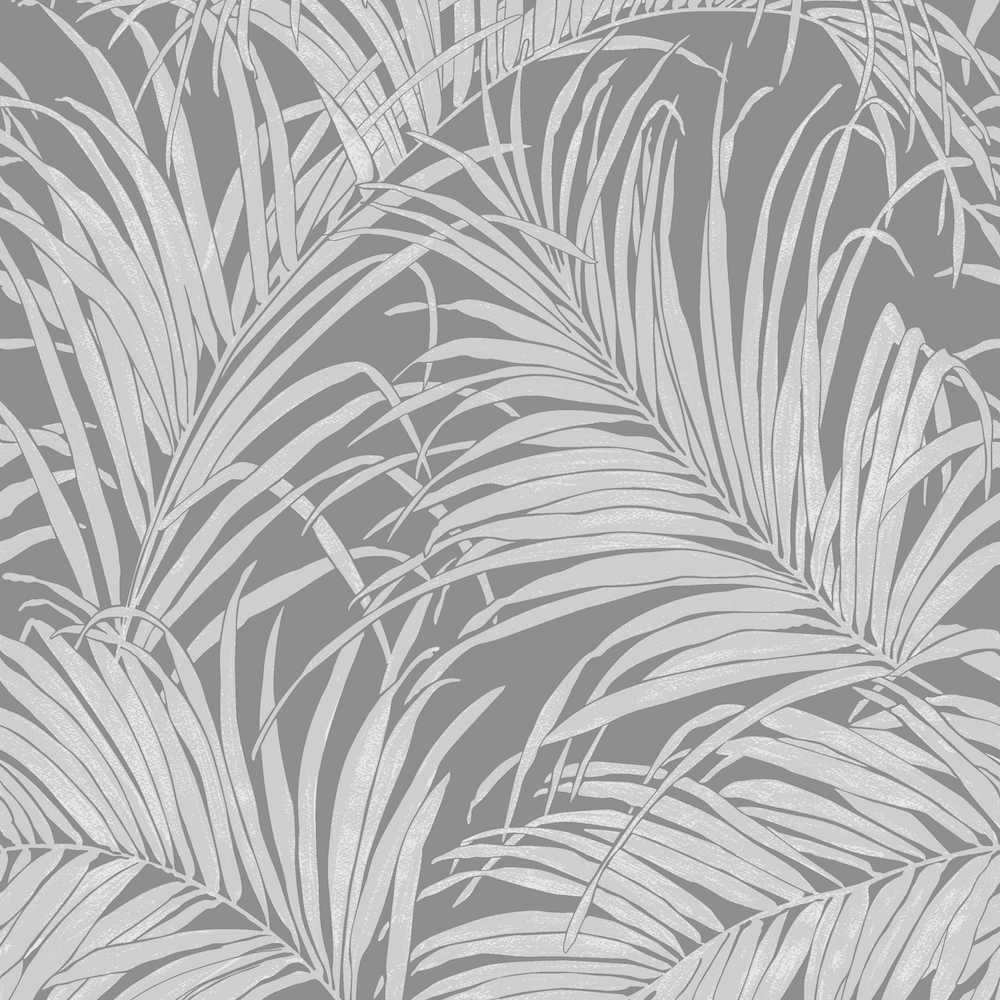 1000x1000 Arthouse Kiss Foil Palm Leaf Grey Gunmetal Wallpaper, Phone