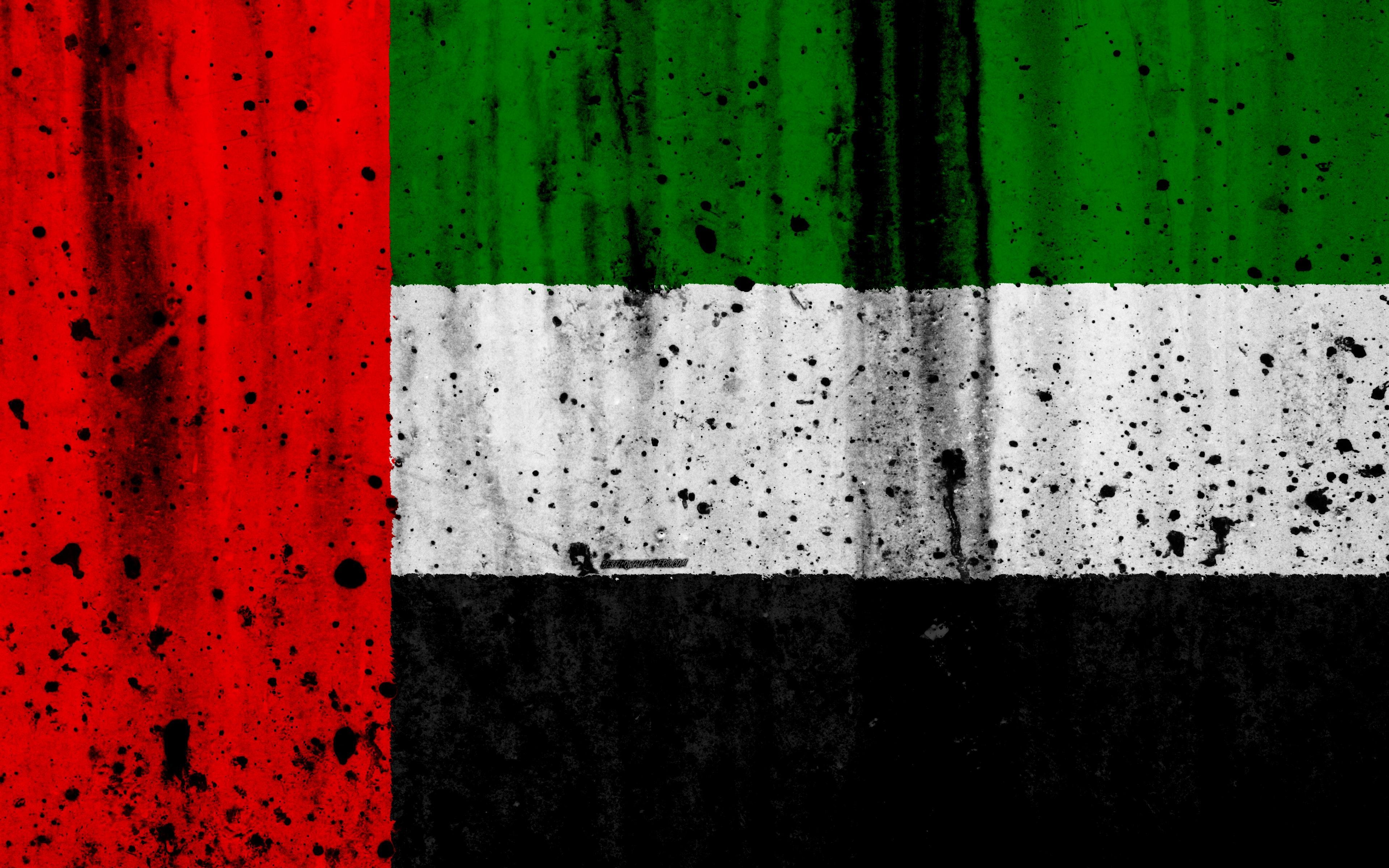 3840x2400 Download wallpaper UAE flag, 4k, grunge, flag of UAE, Asia, UAE, Desktop