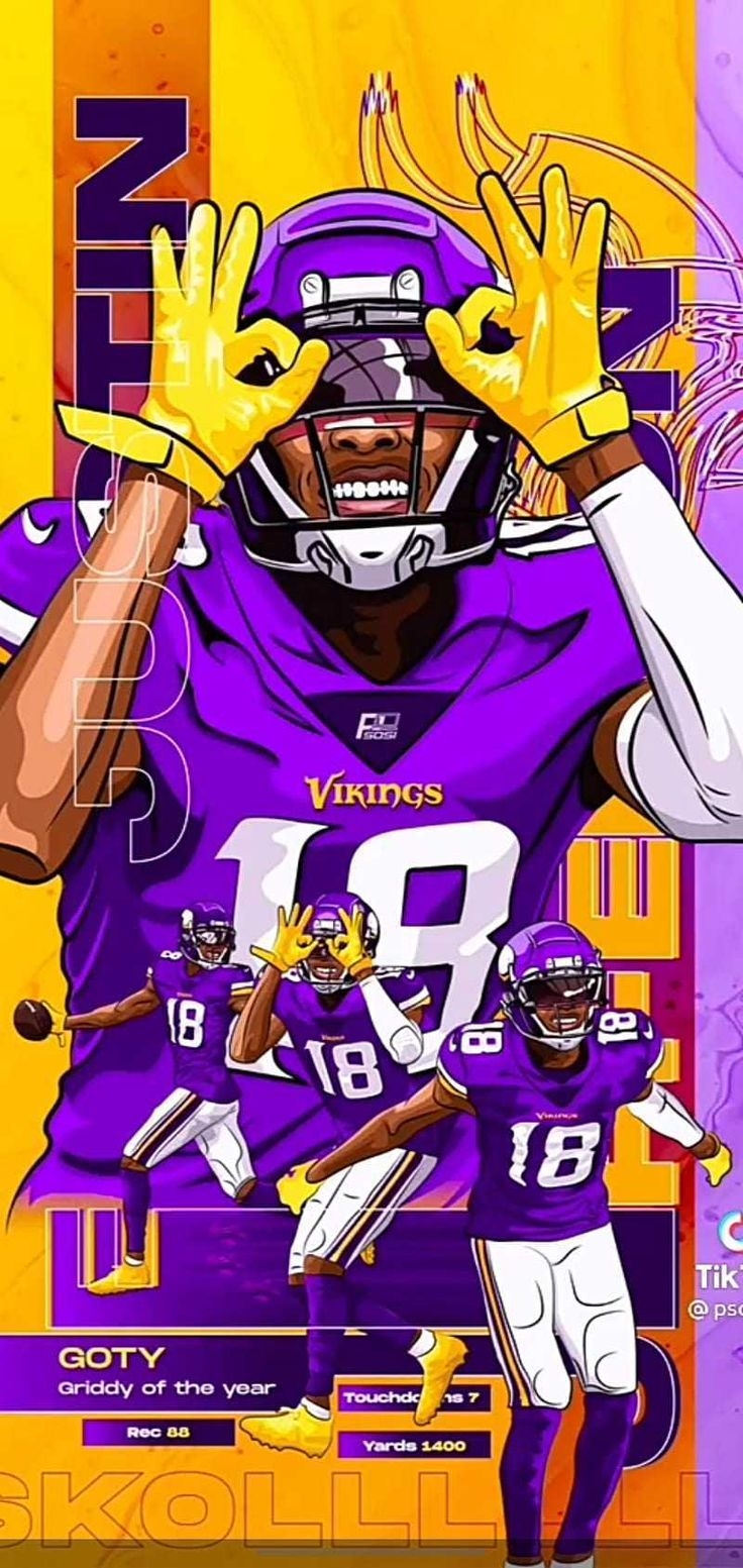 740x1560 Justin Jefferson Wallpaper Justin Jefferson Wallpaper with the keywords American Football,. Nfl football wallpaper, Minnesota vikings wallpaper, Nfl football art, Phone