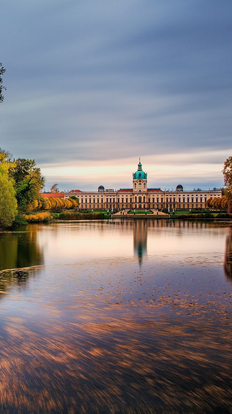 750x1340 Schloss Charlottenburg, Berlin, Germany, lake, autumn iPhone X 3GS wallpaper download, Phone