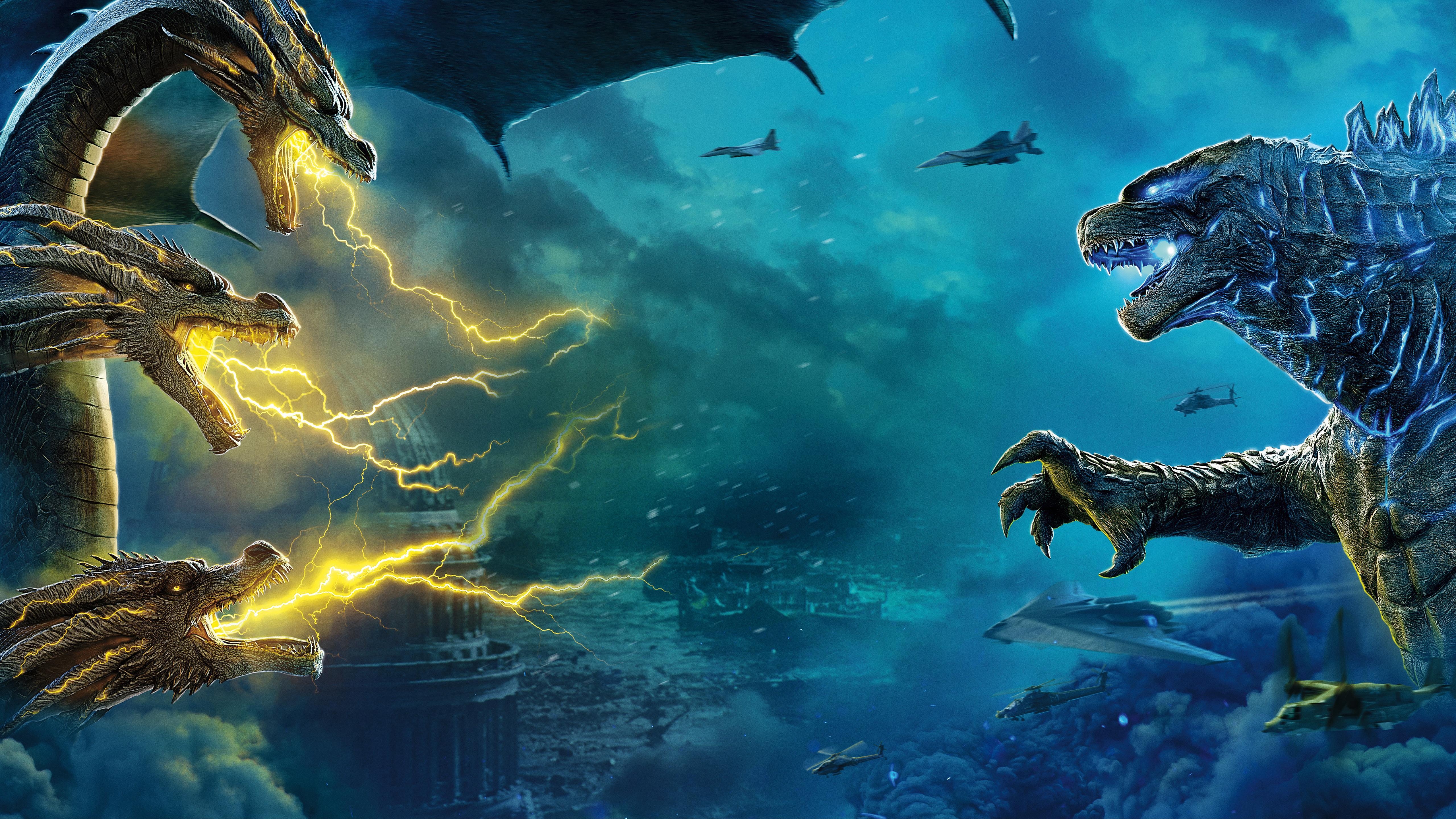 5120x2880 Godzilla Vs King Ghidorah 5K Wallpaper, Desktop