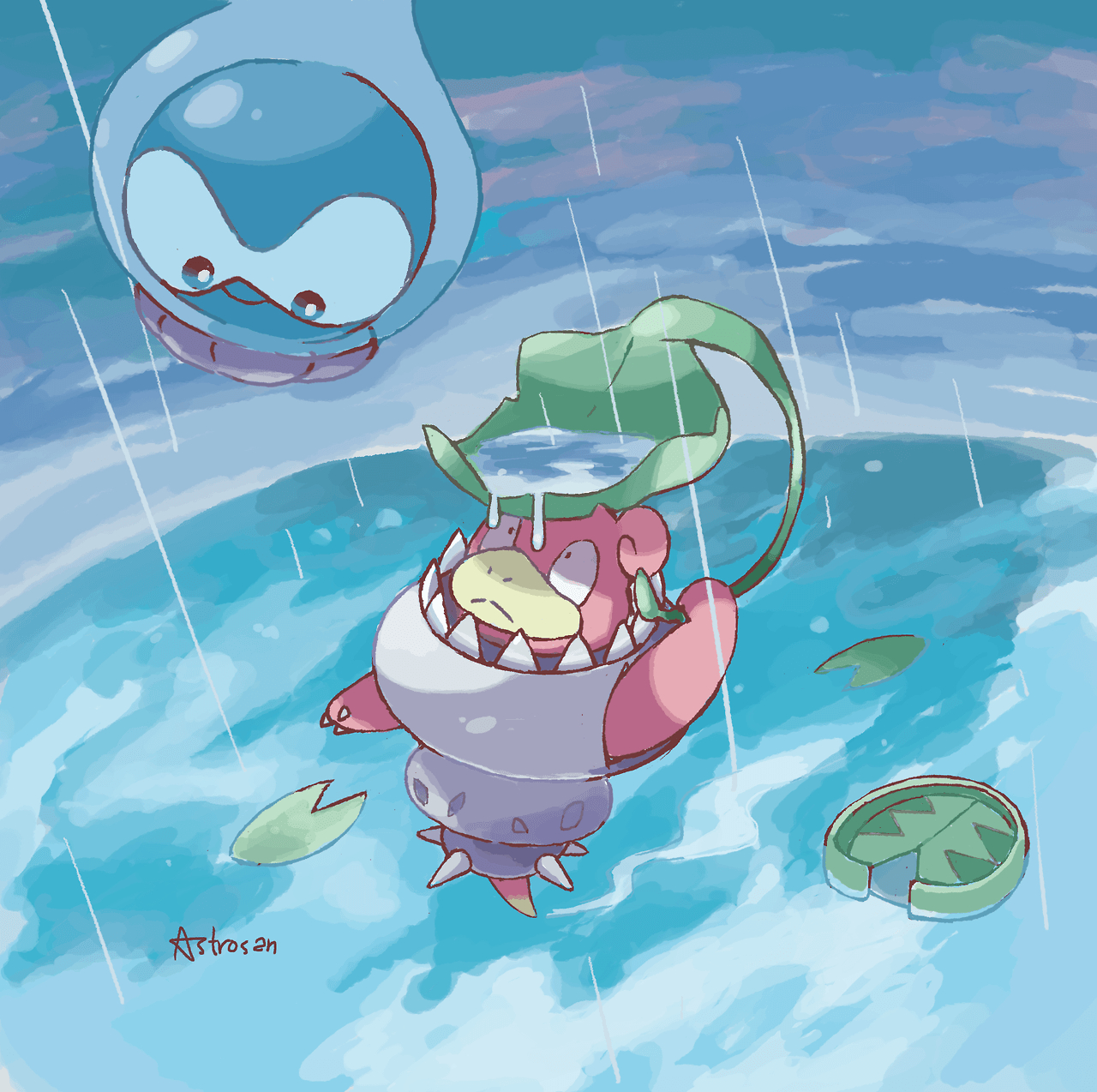 1280x1280 Mega Slowbro and Castform Fanart [Astrosan], Desktop