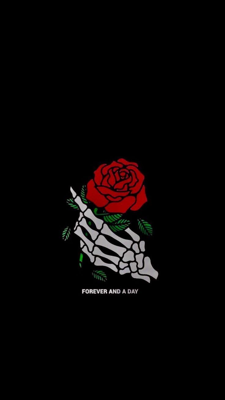 740x1310 forever and a day rose skeleton black aesthetic tumblr wallpaper. Gothic wallpaper, Black wallpaper tumblr, Dark wallpaper, Phone