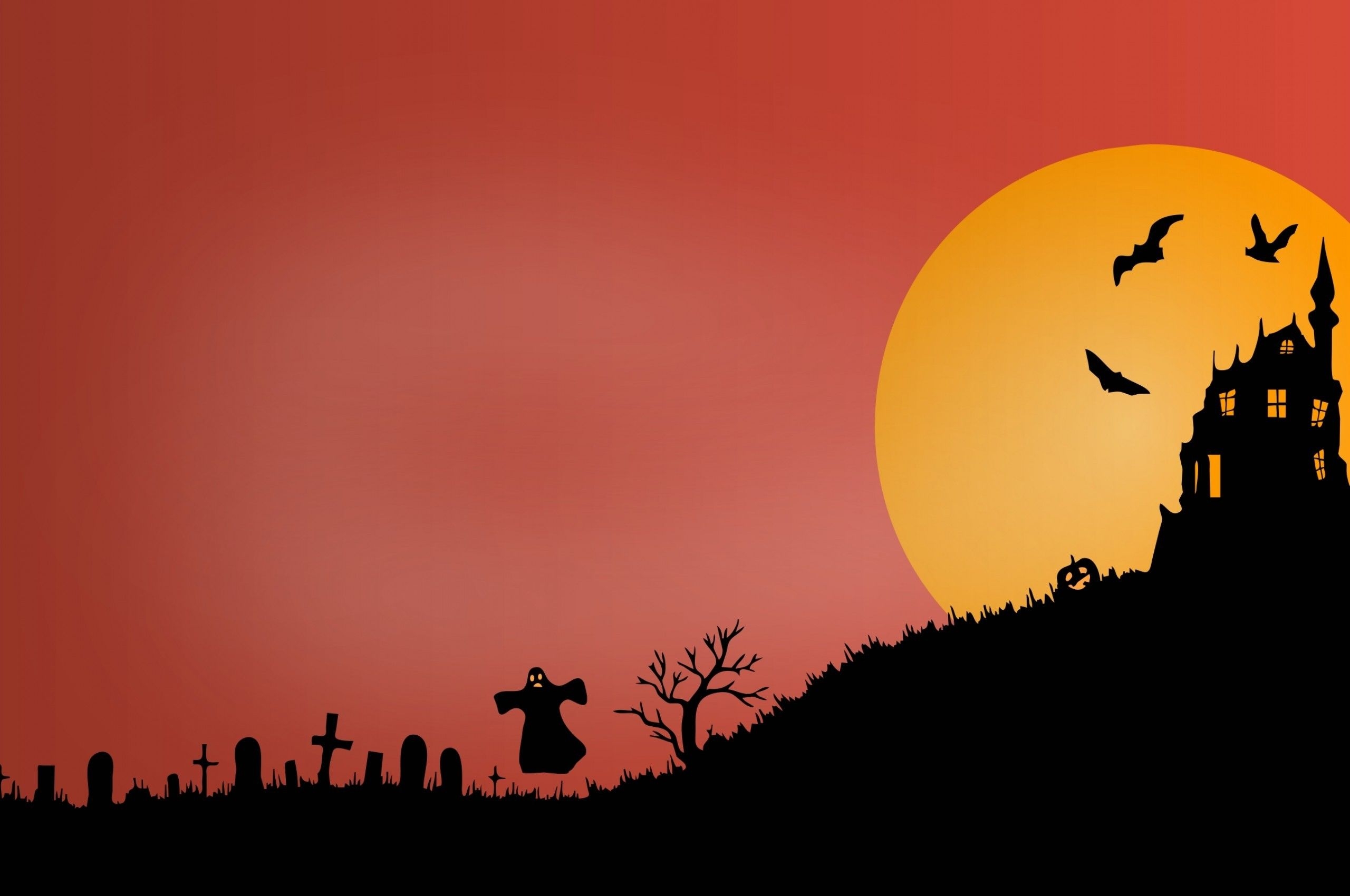 2560x1700 Download  Halloween, Minimalistic, Landscape, Grave, Ghost, Castle Wallpaper for Chromebook Pixel, Desktop