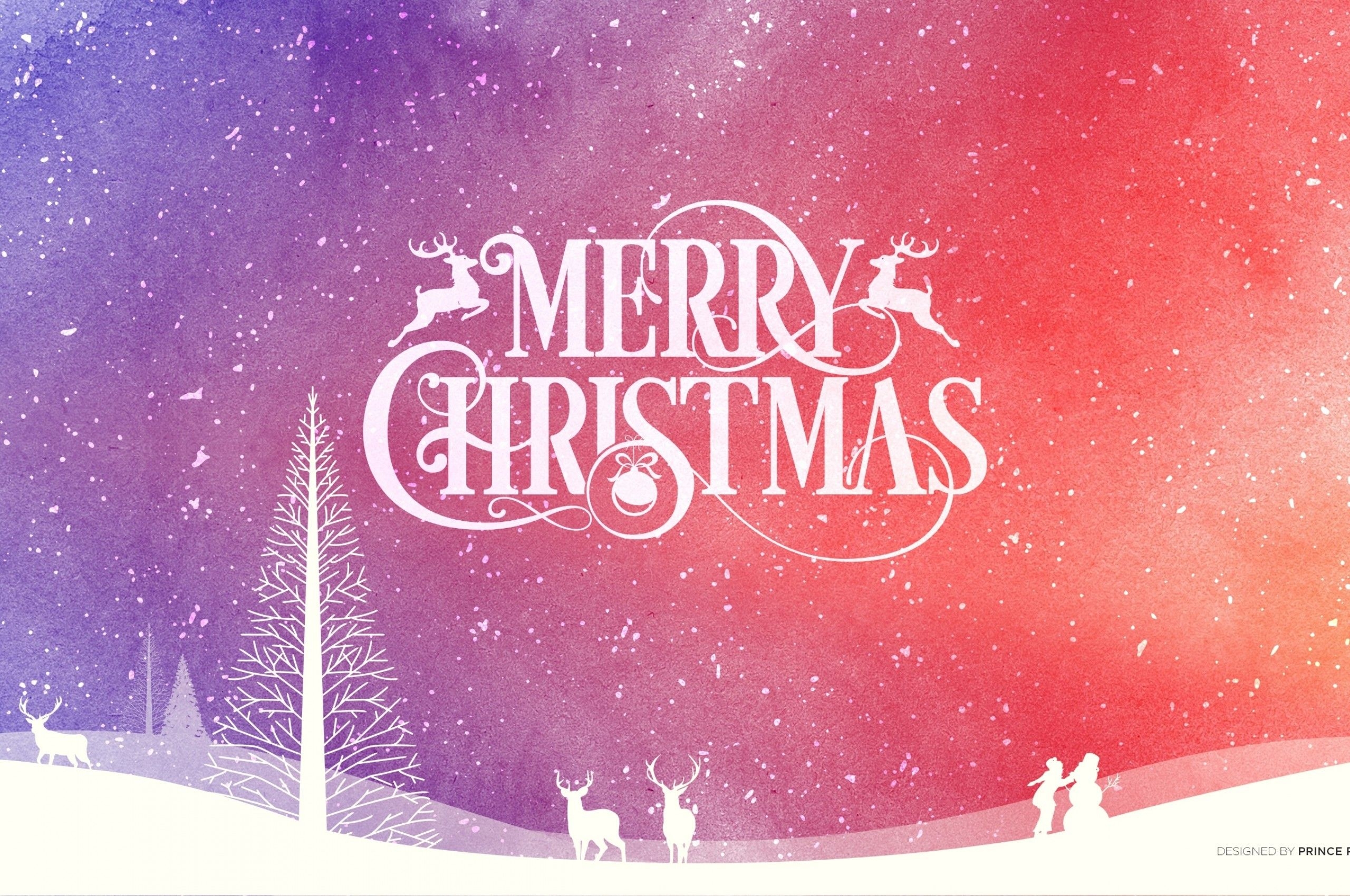 2560x1700 Download  Merry Christmas, Deer, Graphic Design Wallpaper for Chromebook Pixel, Desktop