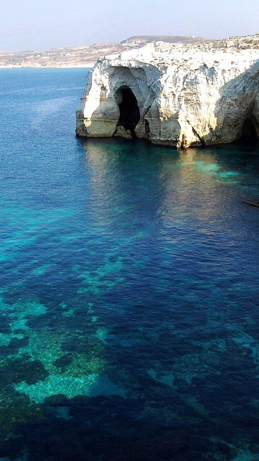 1080x1920 Milos Island Blue Lagoon Android Wallpaper free download, Phone