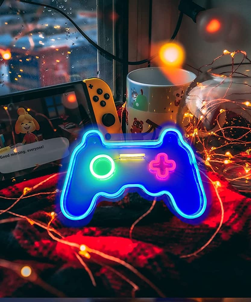 840x1000 Amazon.com, Game Controller Shaped Neon Lights Hanging Playstation Gamer Neon Wall Signs for Bedroom Livingroom Décor Console Game Room Decor Accessories for Teen Boys Men USB Powered, Tools & Home, Phone