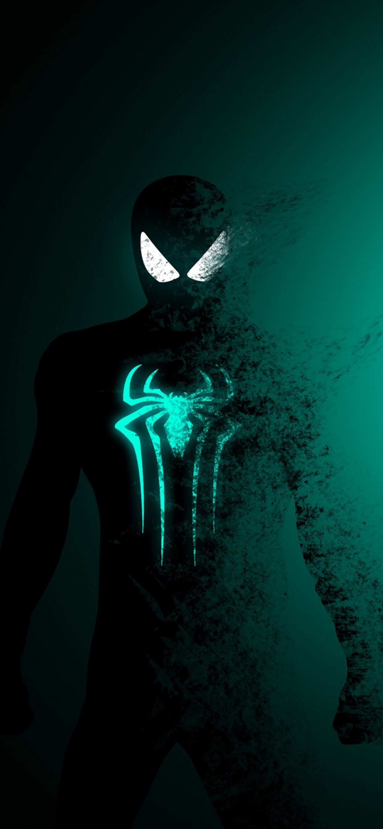 1250x2690 Spider Man 4K Wallpaper, Dark, Cyan, Minimal, Graphics CGI, Phone