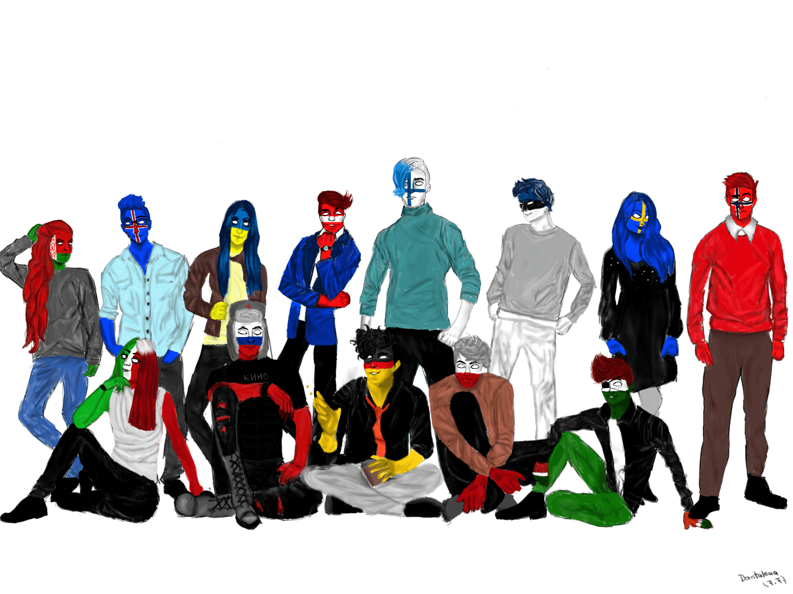 1600x1200 Countryhumans art Italy, Russia, Germany, Poland, Hungary, Desktop