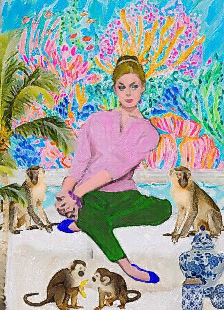 770x1070 Blonde, monkeys and Lilly Pulitzer wallpaper Painting, Phone