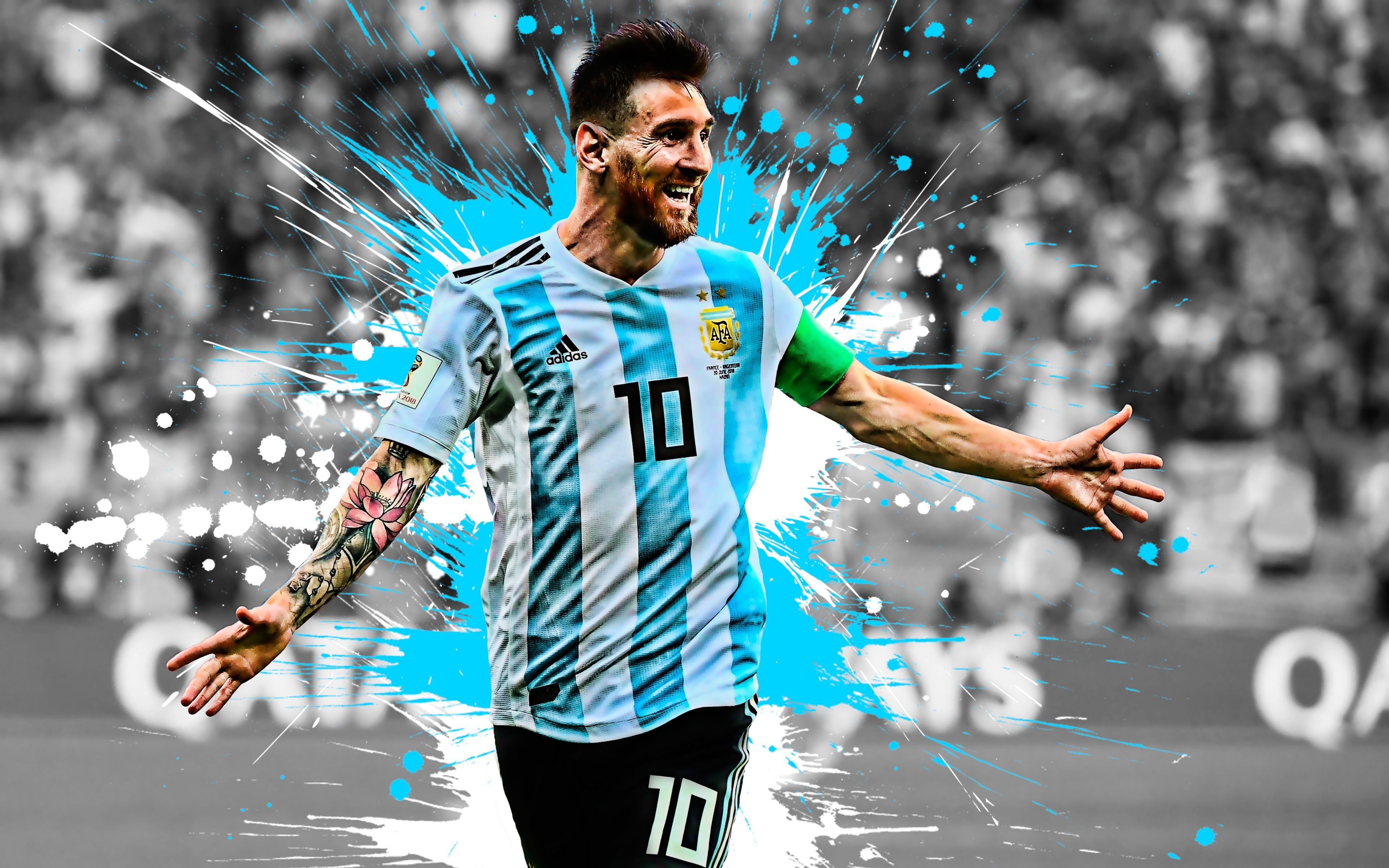 3840x2400 Messi Adidas Soccer Logo Wallpaper, Desktop