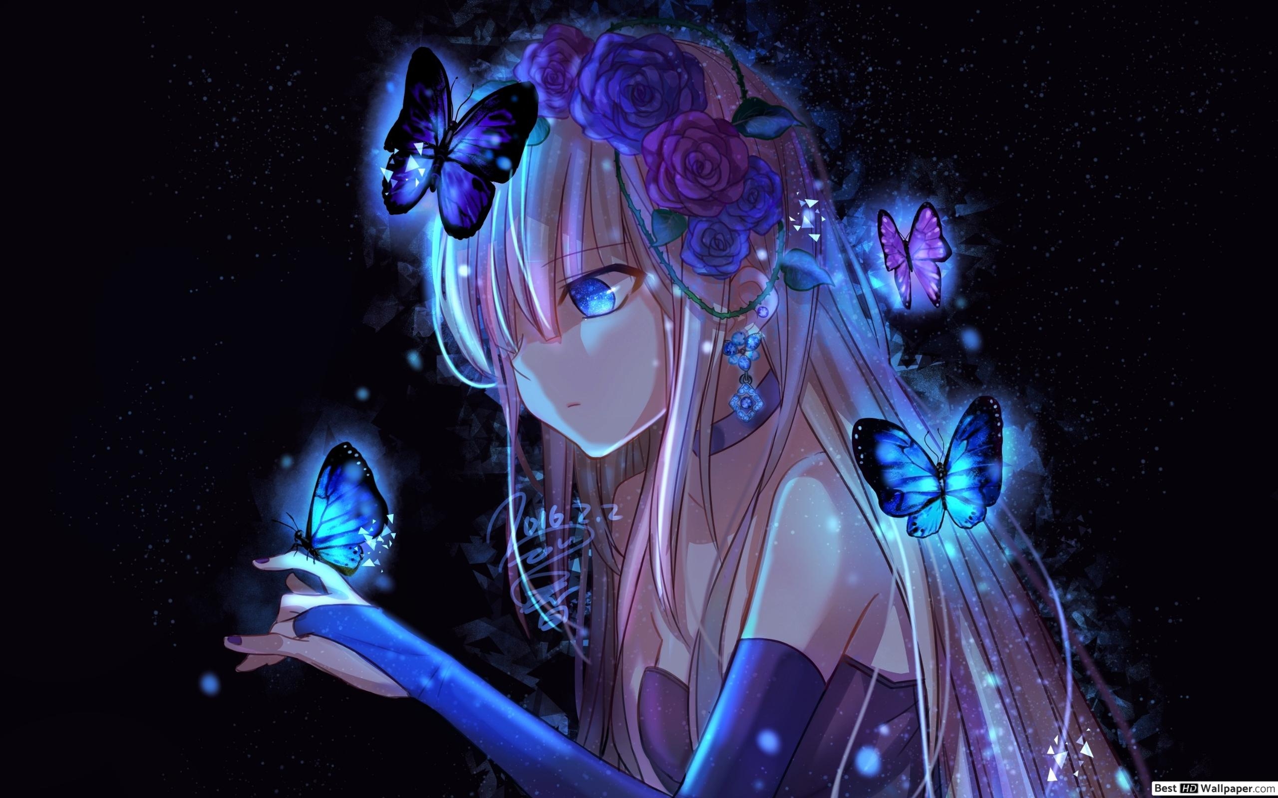 2560x1600 Anime Girl and Butterflies HD wallpaper download, Desktop