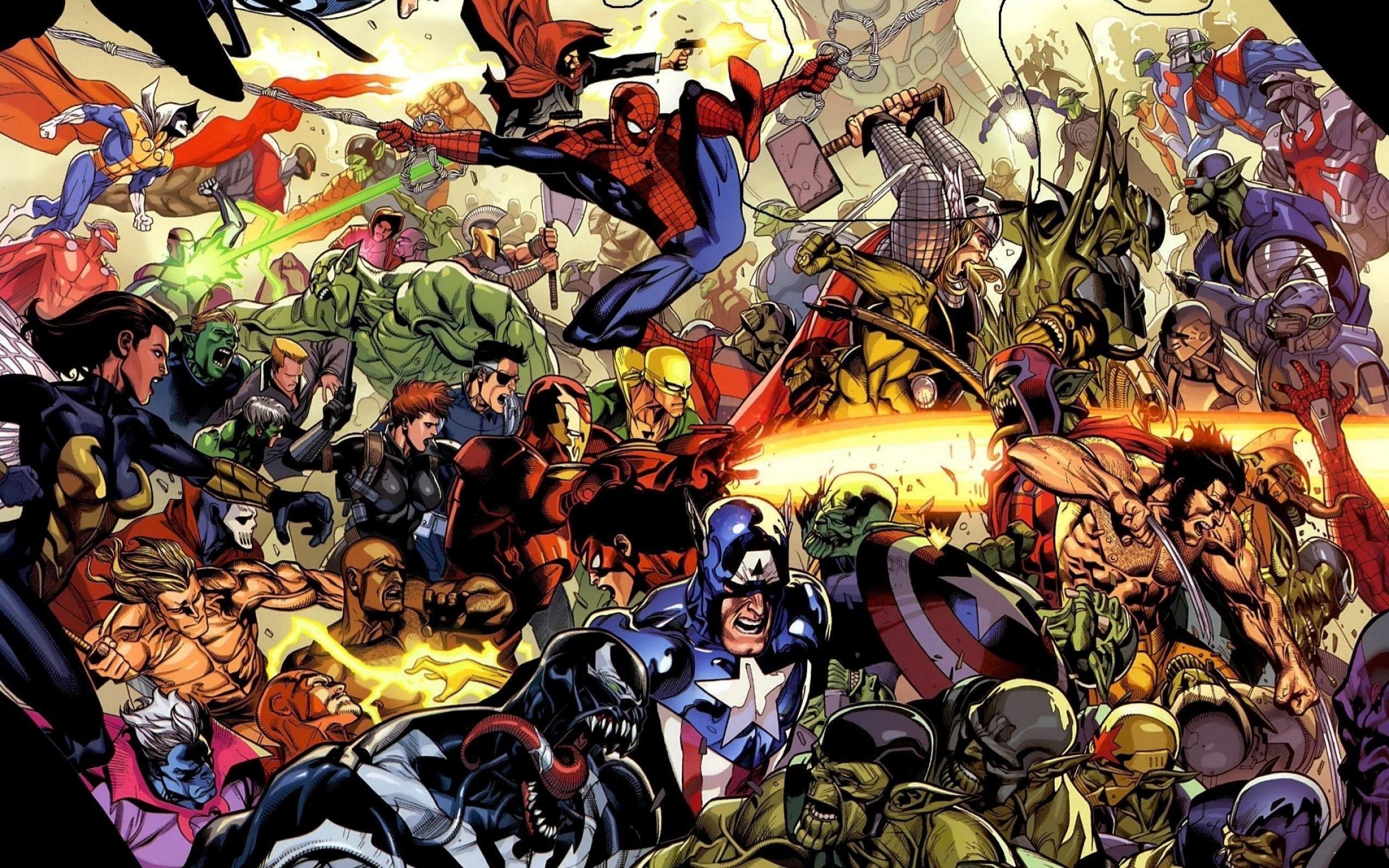 2560x1600 Marvel Comics, Superhero, Spider Man, Venom, Iron Man, Captain, Desktop