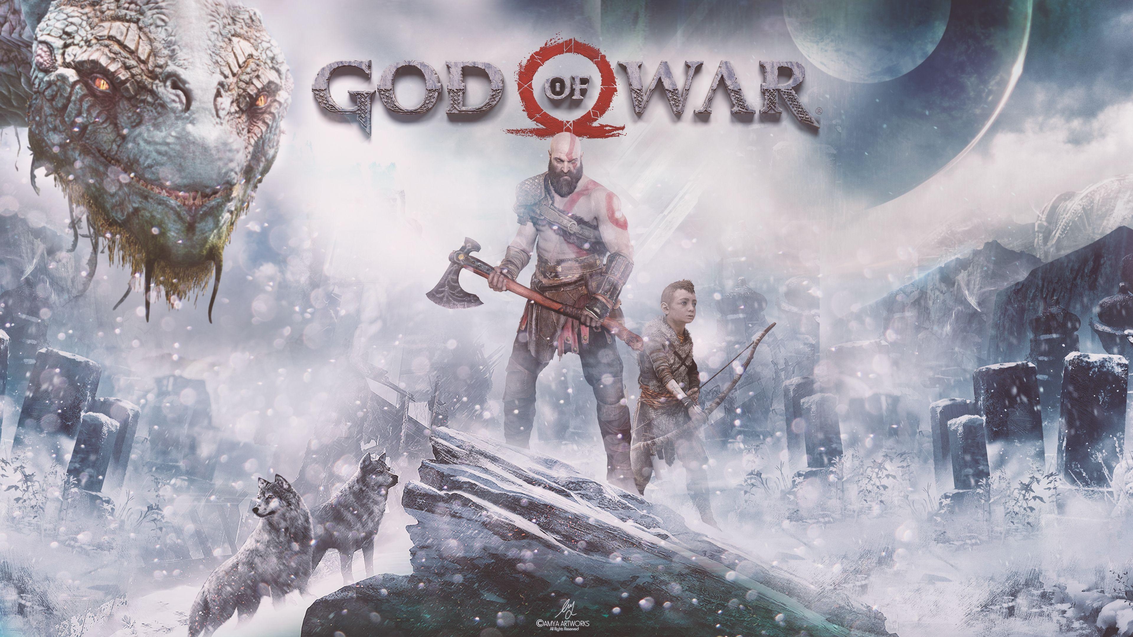 3840x2160 Wallpaper God of War, PlayStation Kratos, Atreus, 4K, Games, Desktop