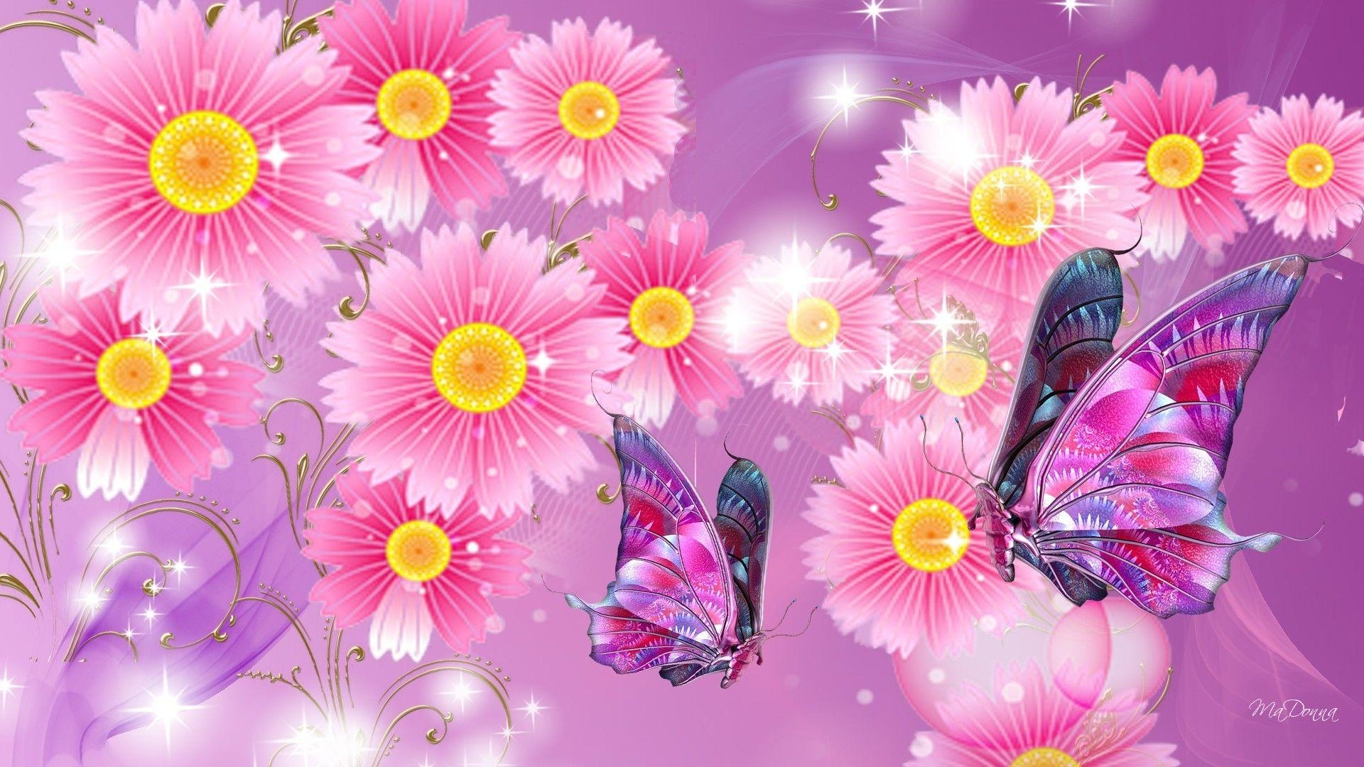 1920x1080 Pink Butterfly Background, Desktop