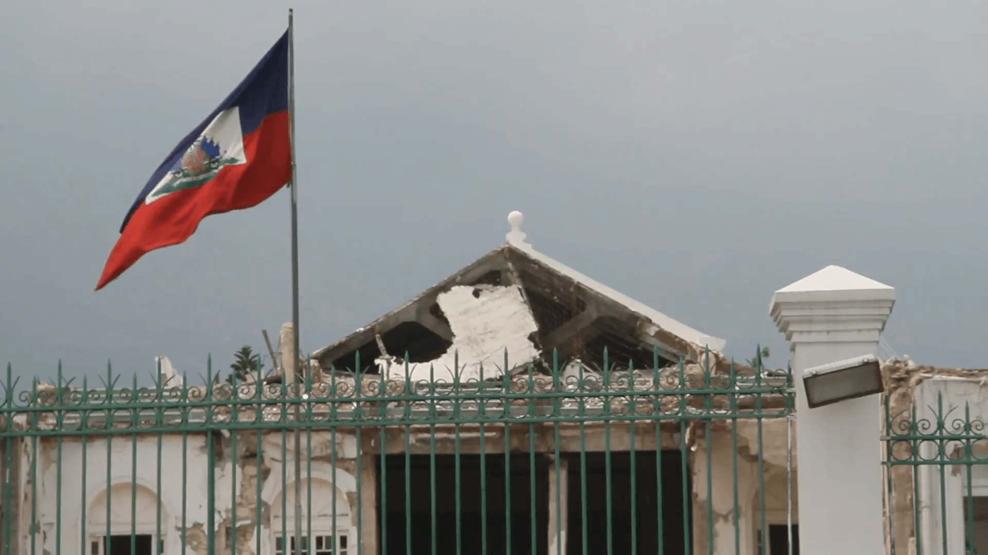 1920x1080 Ruined Capital Building And Flag Port Au Prince Haiti Stock Video, Desktop