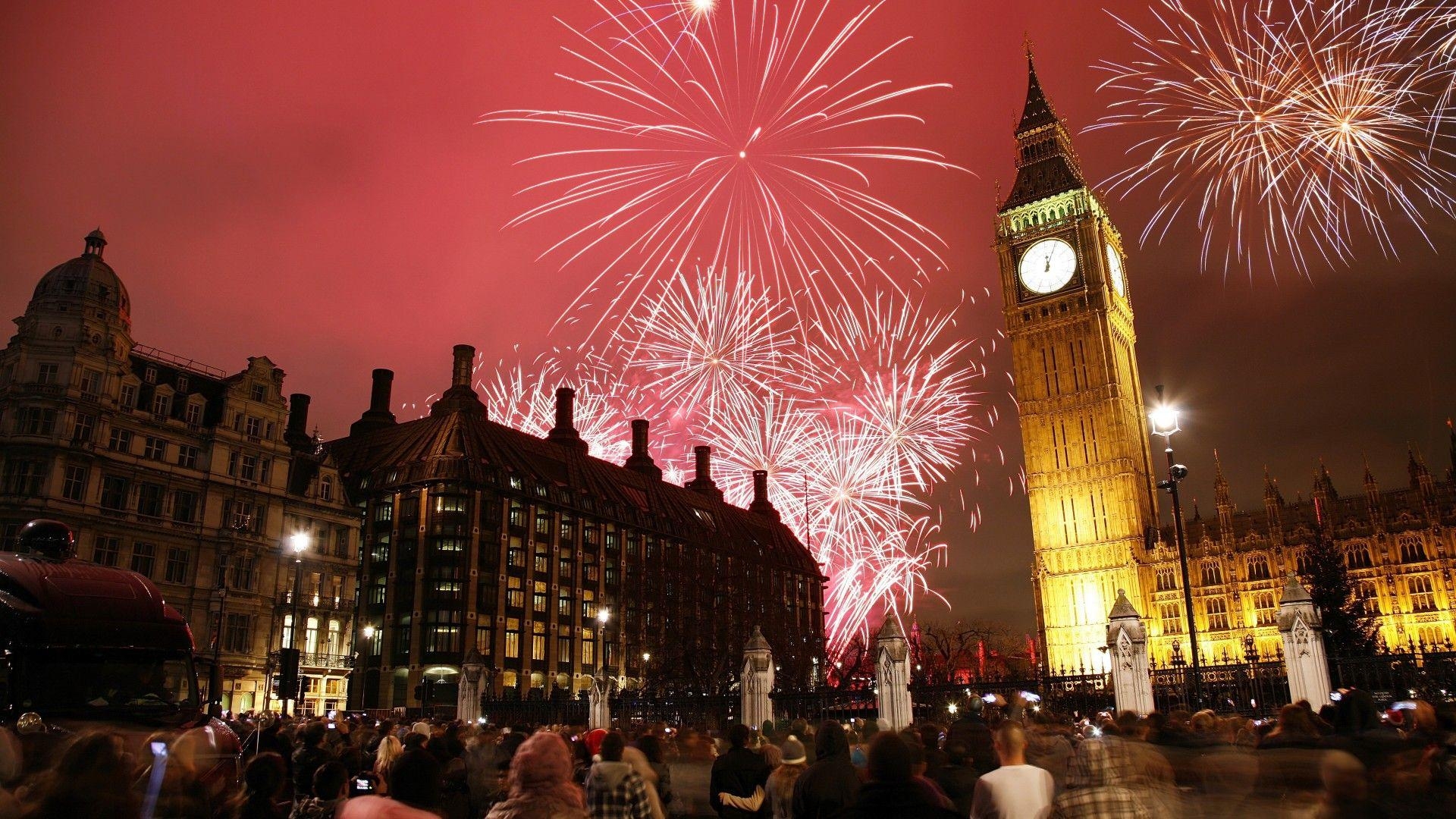 1920x1080 Wallpaper New Year's Eve, London, Big Ben, 4K, World, Desktop