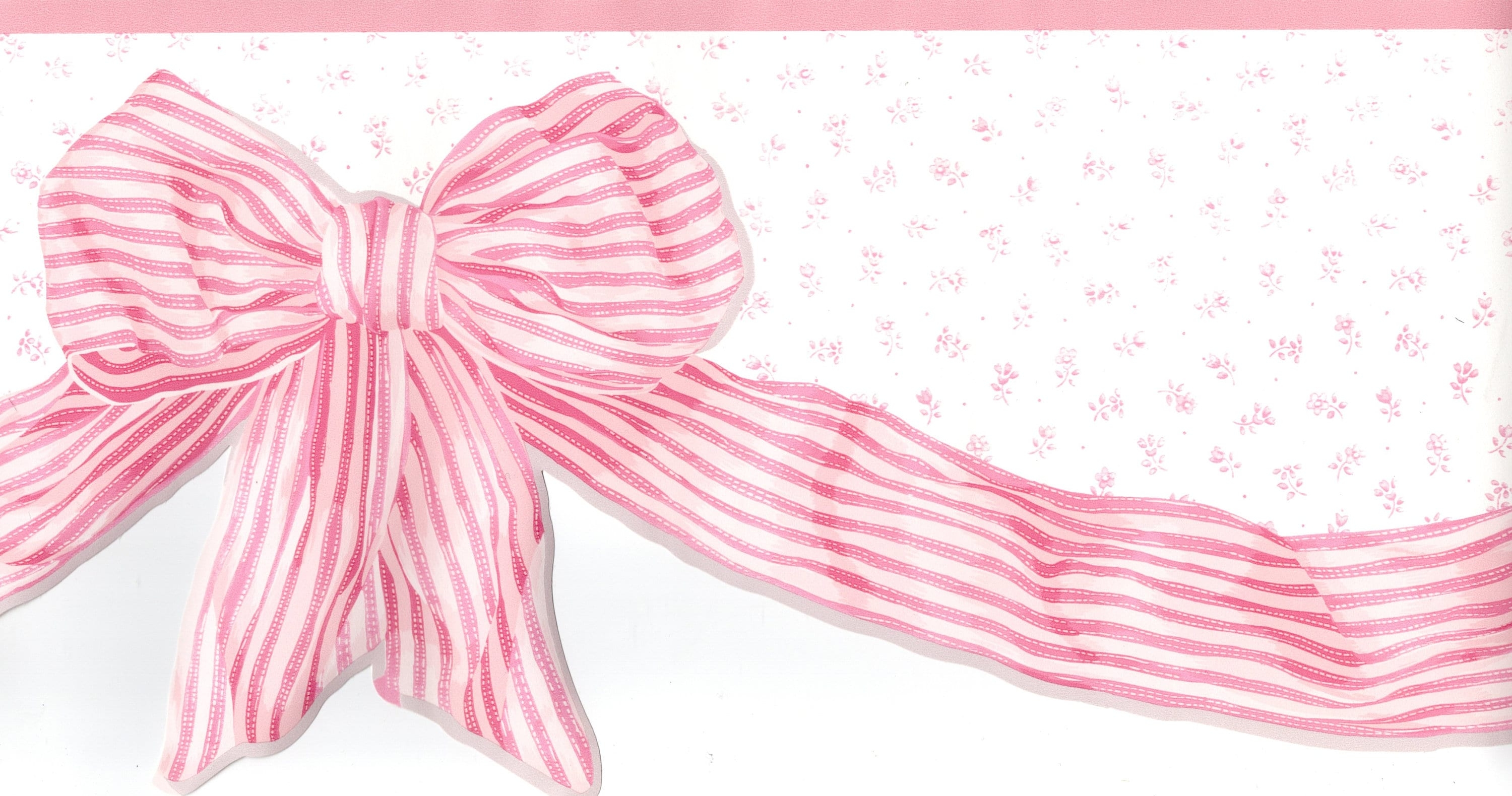 3000x1580 Pink Bow Ribbon Nursery Wallpaper Border Nursery Pink, Desktop