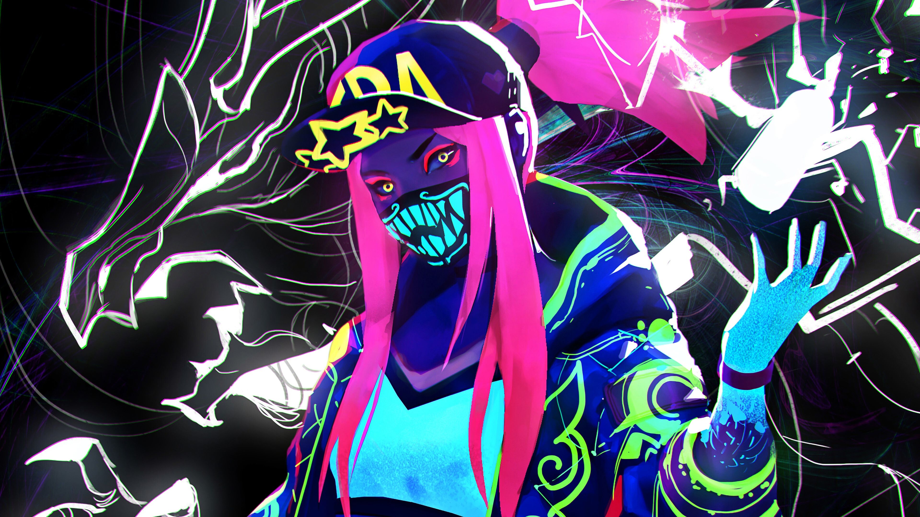 3840x2160 Best Anime Art Kda Neon Akali League Of Legends Lol U7940 Free, Desktop