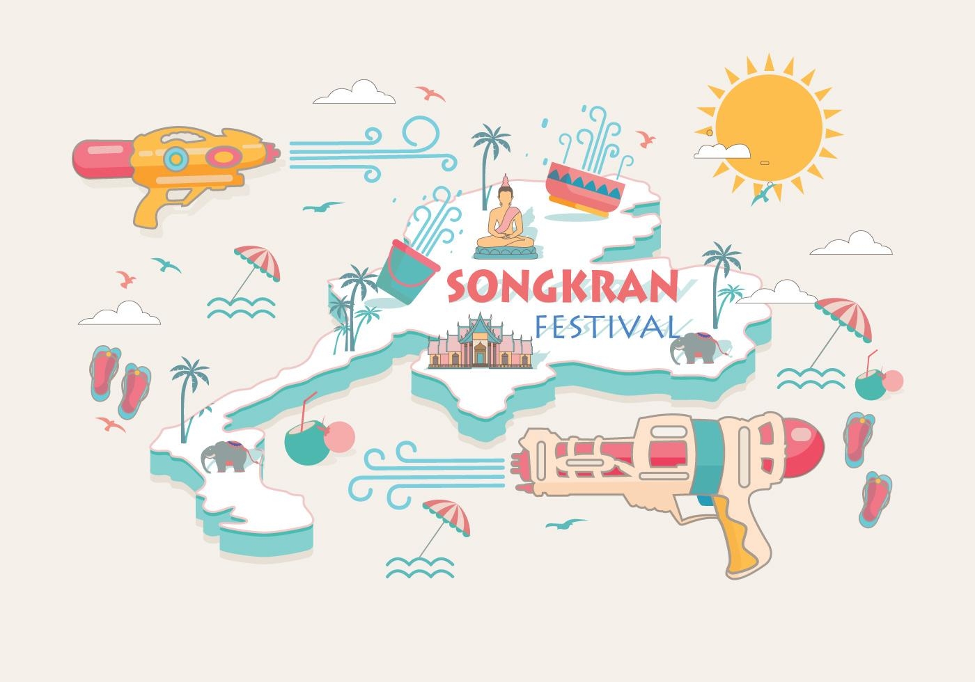 1400x980 Songkran Festival Thailand Vector Free Vector Art, Stock, Desktop