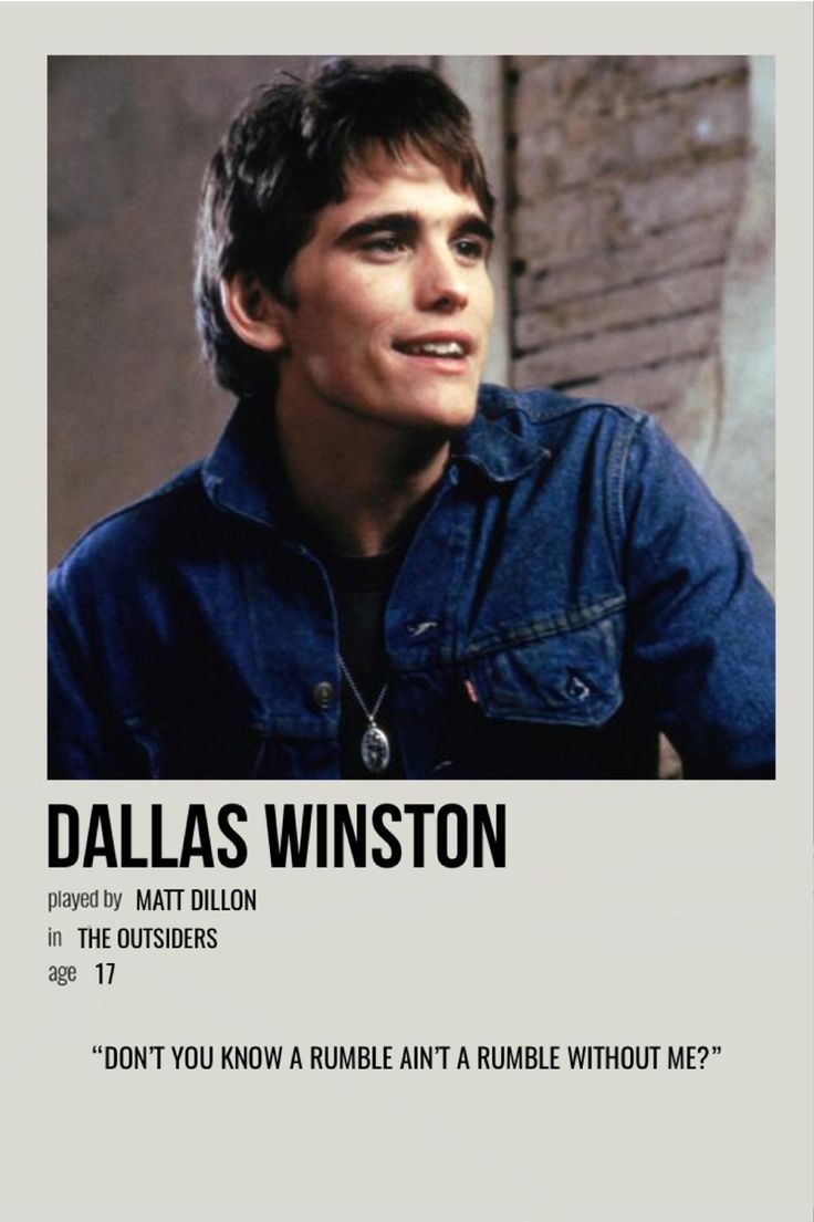 740x1110 dallas winston. The outsiders sodapop, Matt dillon the outsiders, The outsiders cast, Phone