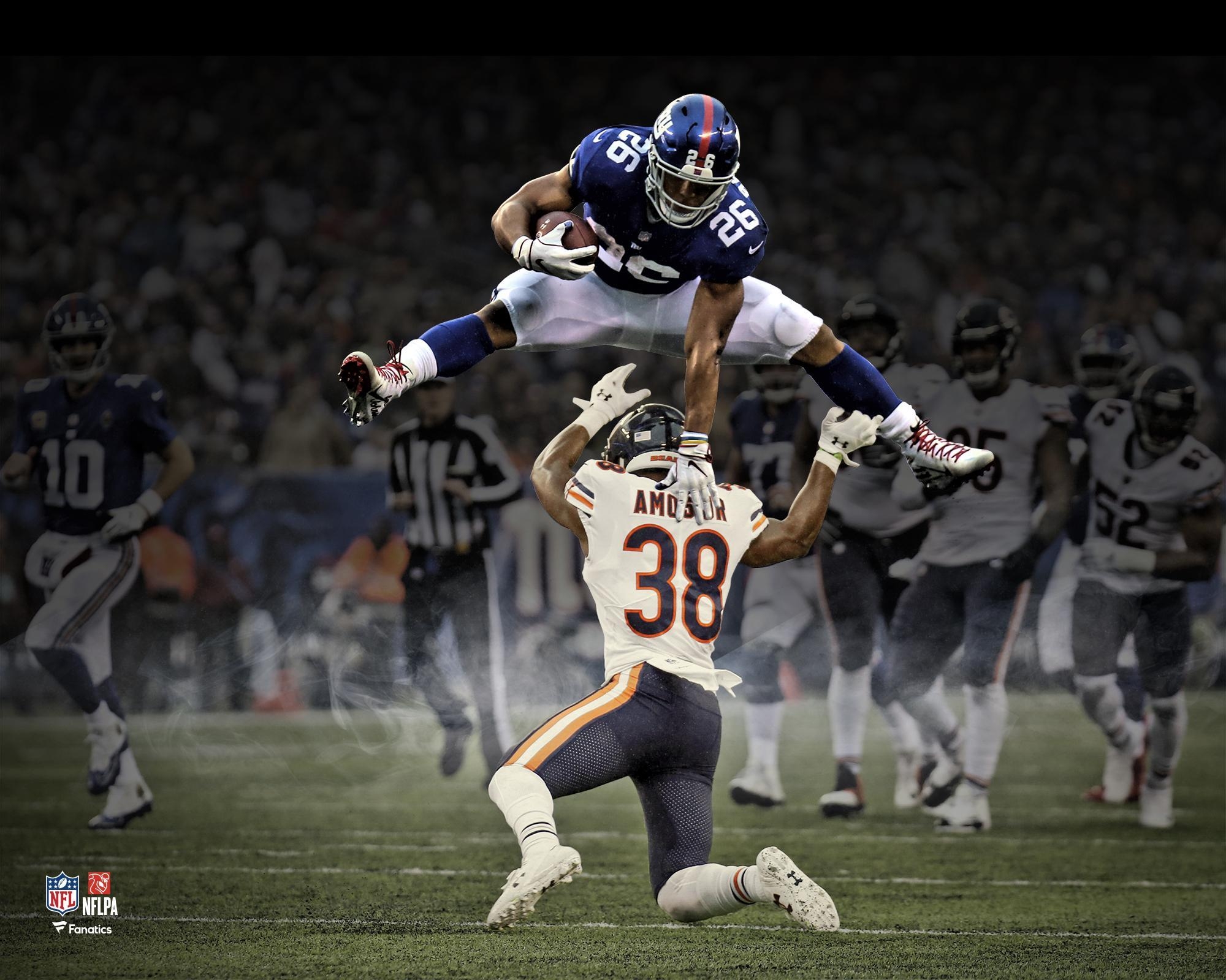 2000x1600 Saquon Barkley New York Giants Hurdle Unsigned Photograph, Desktop