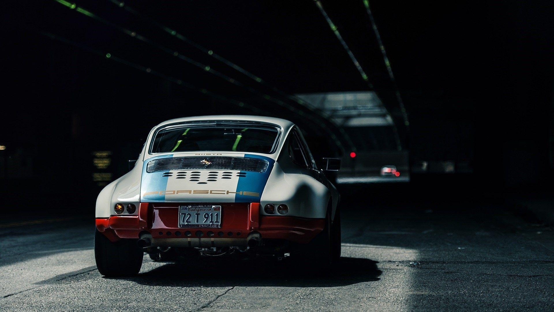 1920x1080 California Plate Porsche 911 White Blue Stripes Tunnel HD, Desktop