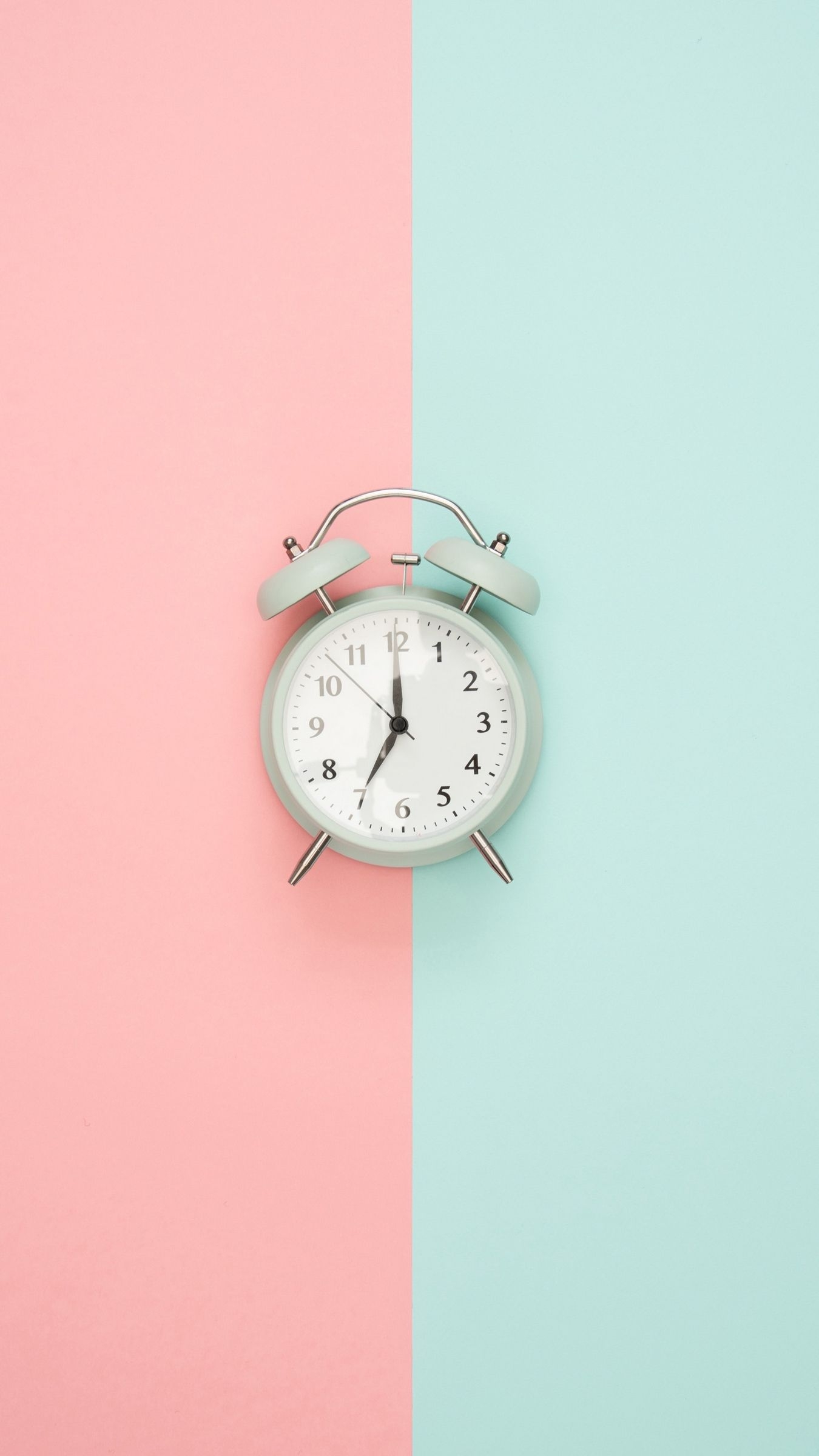 1350x2400 Download wallpaper  alarm clock, minimalism, pink, pastel, Phone