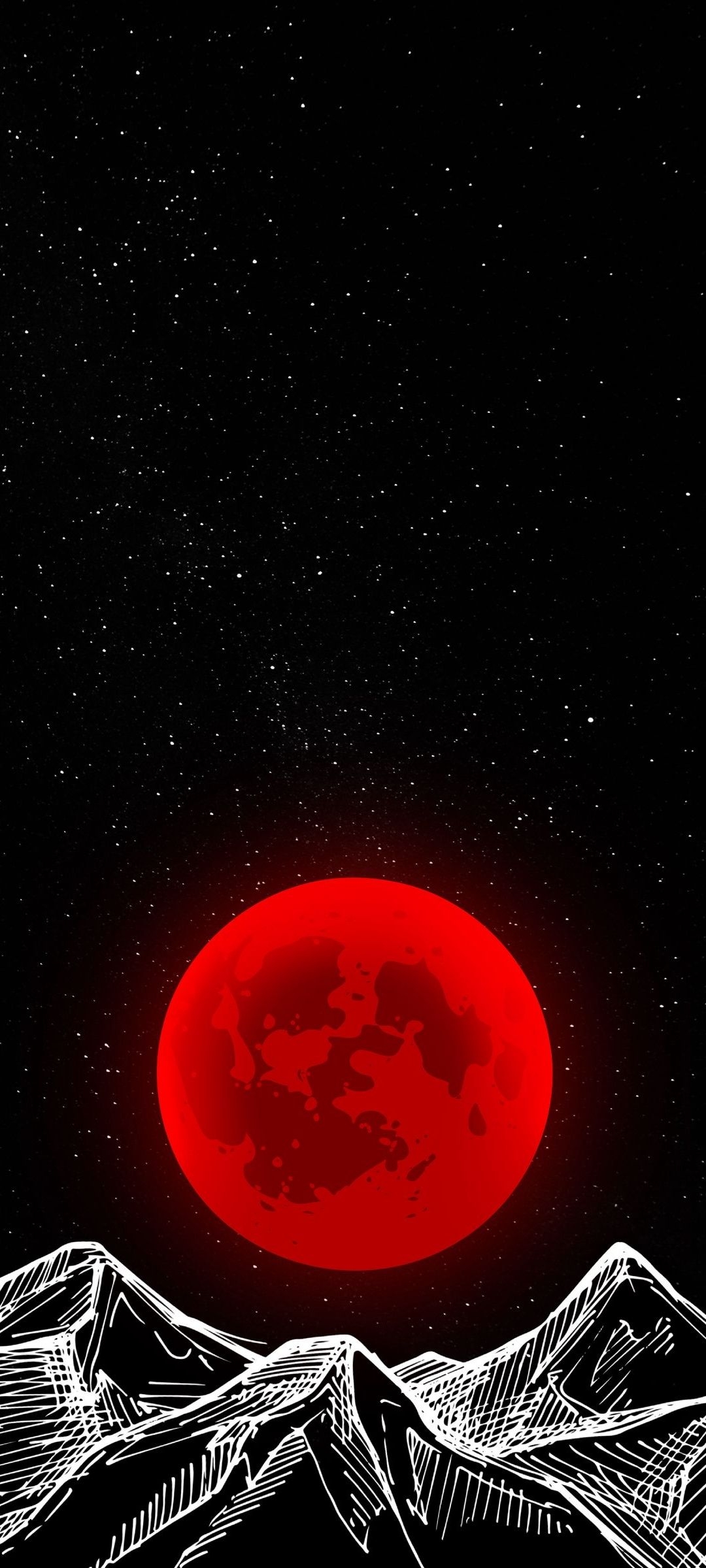 1080x2400 Vector Red Moon Black Phone, Phone