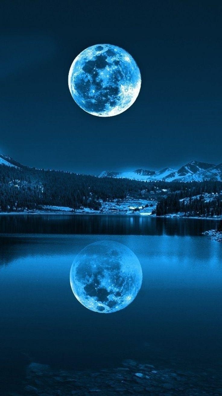 740x1310 Blue Full Moon Wallpaper iPhone. Beautiful moon, Scenery, Moon art, Phone