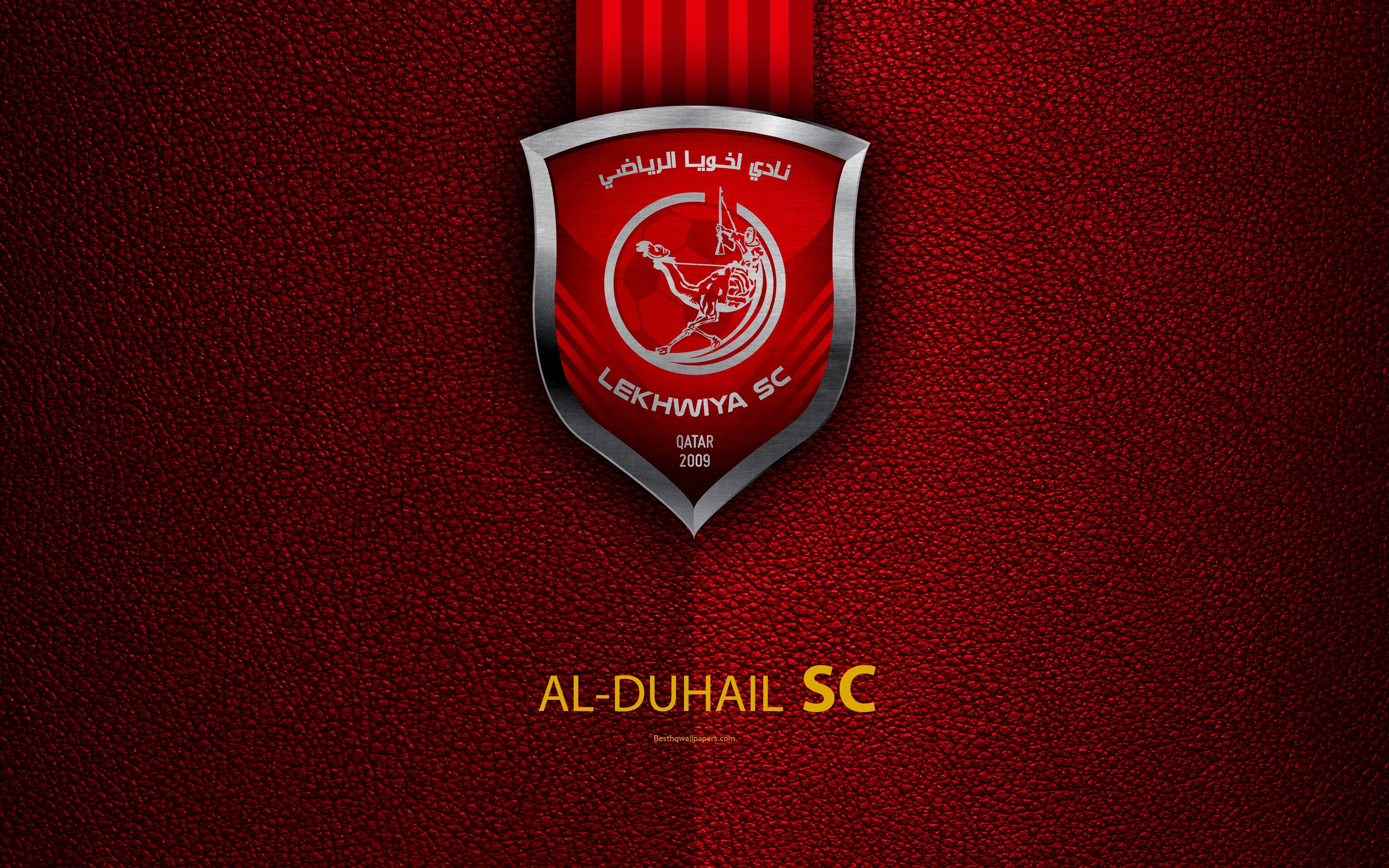 3840x2400 Download Wallpaper Al Duhail SC, 4k, Qatar Football Club, Red, Desktop