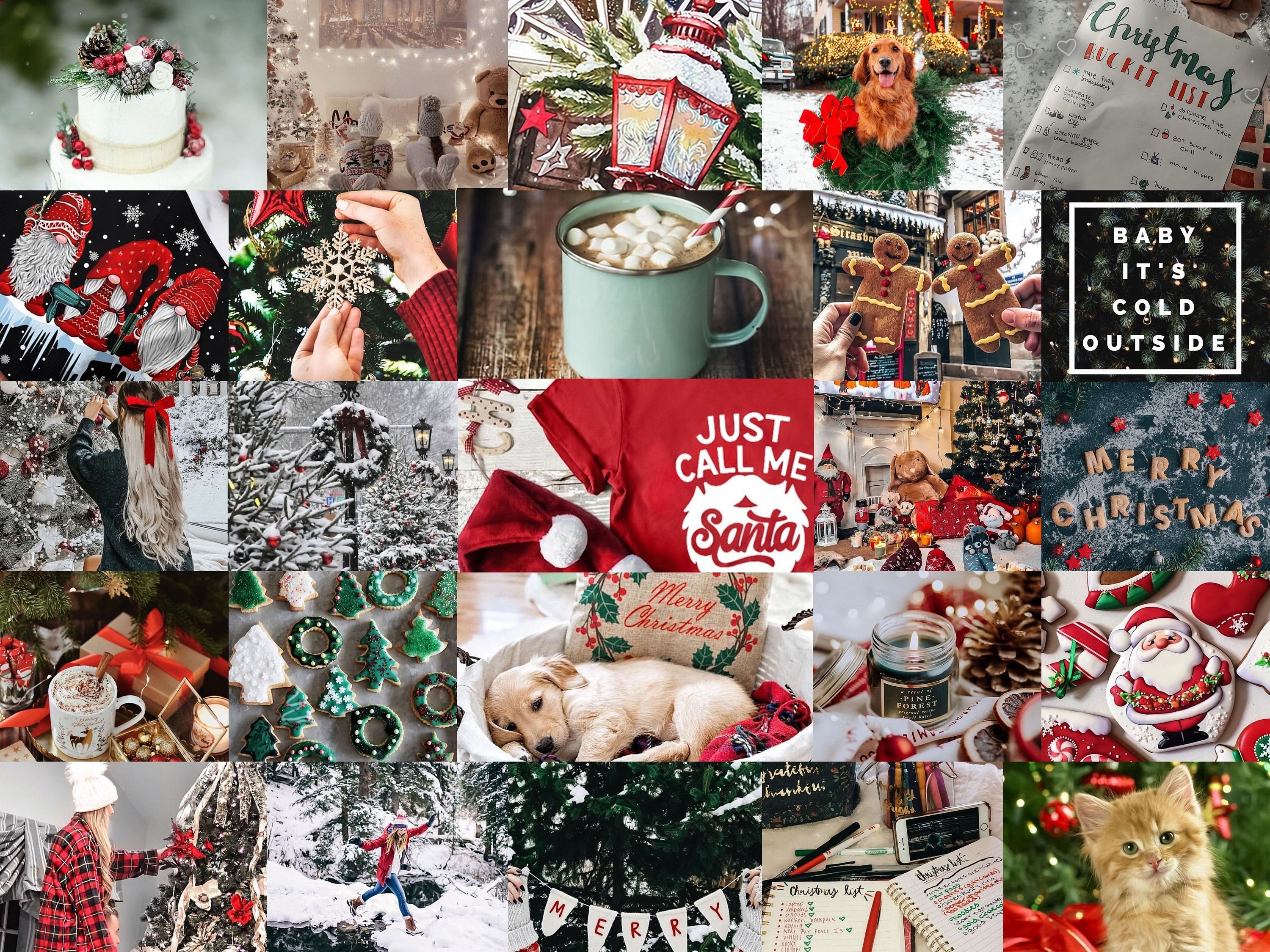 3000x2250 Christmas Collage Kit Aesthetic Room Decor. INSTANT DOWNLOAD, Desktop