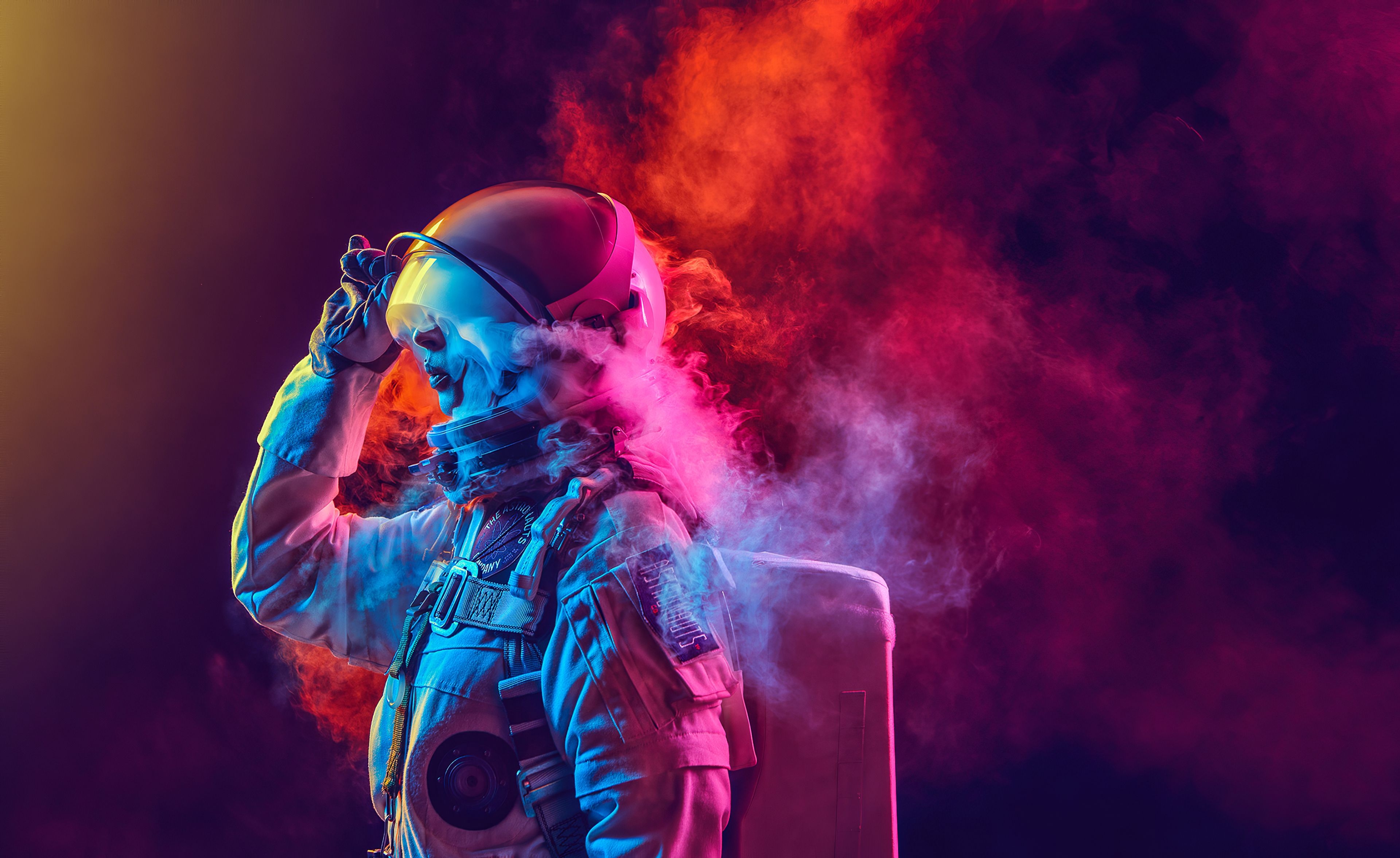 3840x2360 Astronaut Coloured Smoke 4k, HD Artist, 4k Wallpaper, Image, Background, Photo and Picture, Desktop