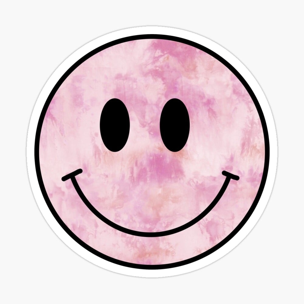 1000x1000 Preppy Pink Watercolor Smiley Face Mask, Phone