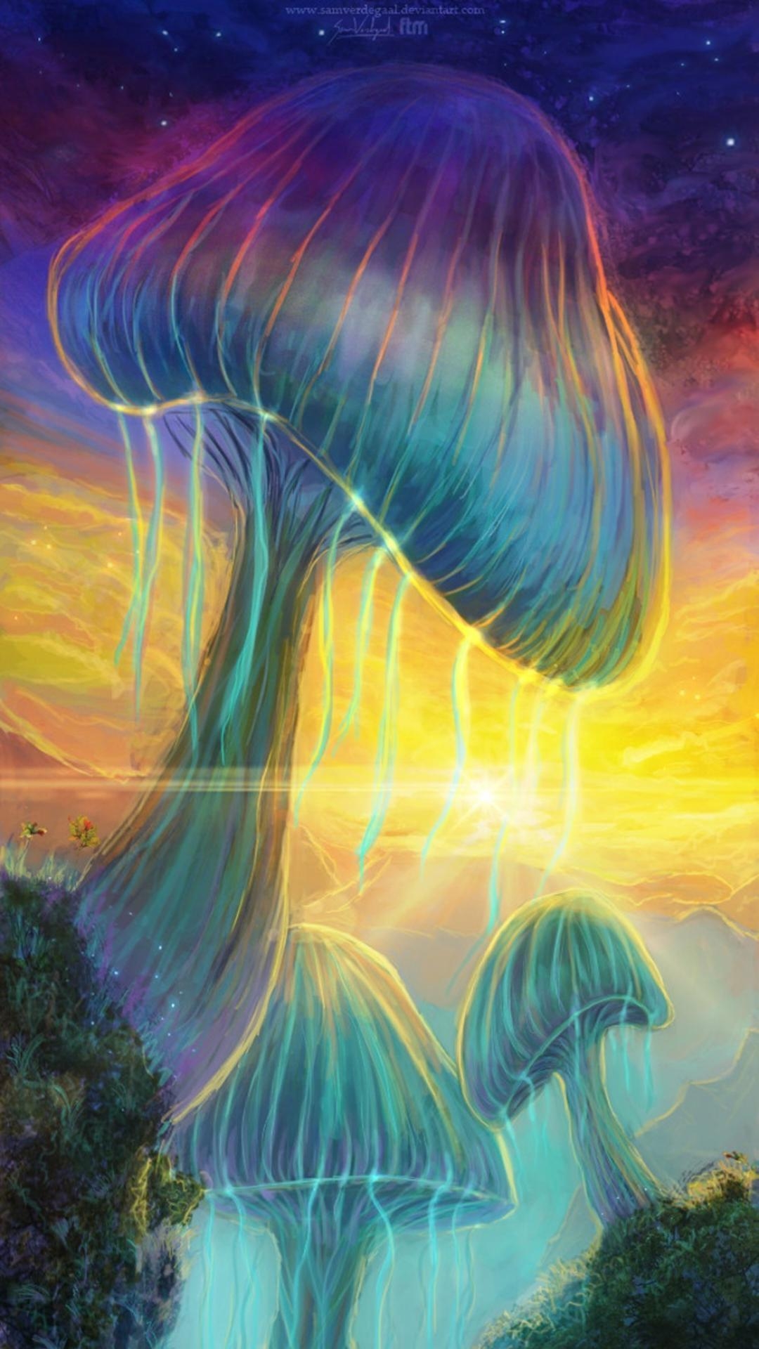 1080x1920 Mushrooms psychedelic fantasy art wallpaper, Phone