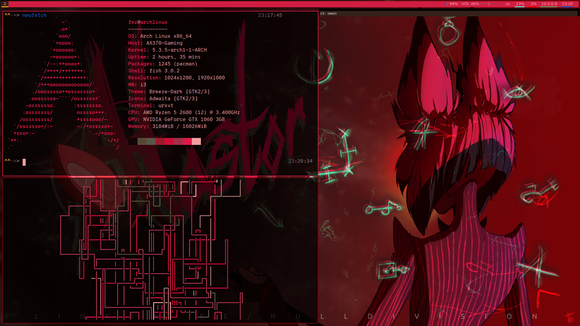 1920x1080 Huh, Alastor Arch linux setup, Desktop