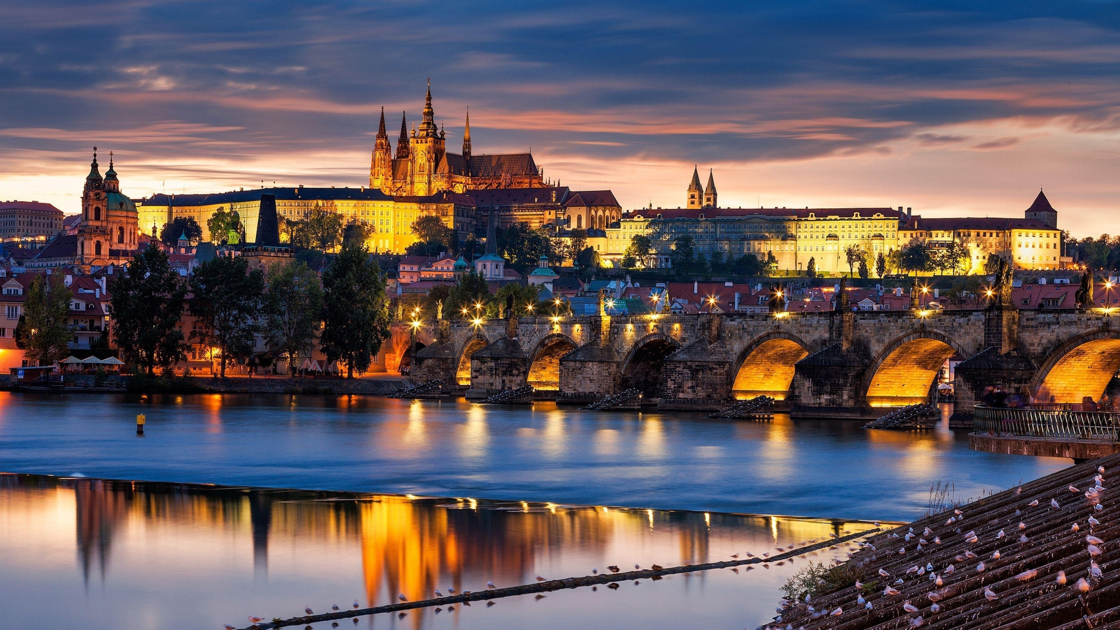 3840x2160 Download Wallpaper  Czech republic, Czech, Bridge, City, Desktop