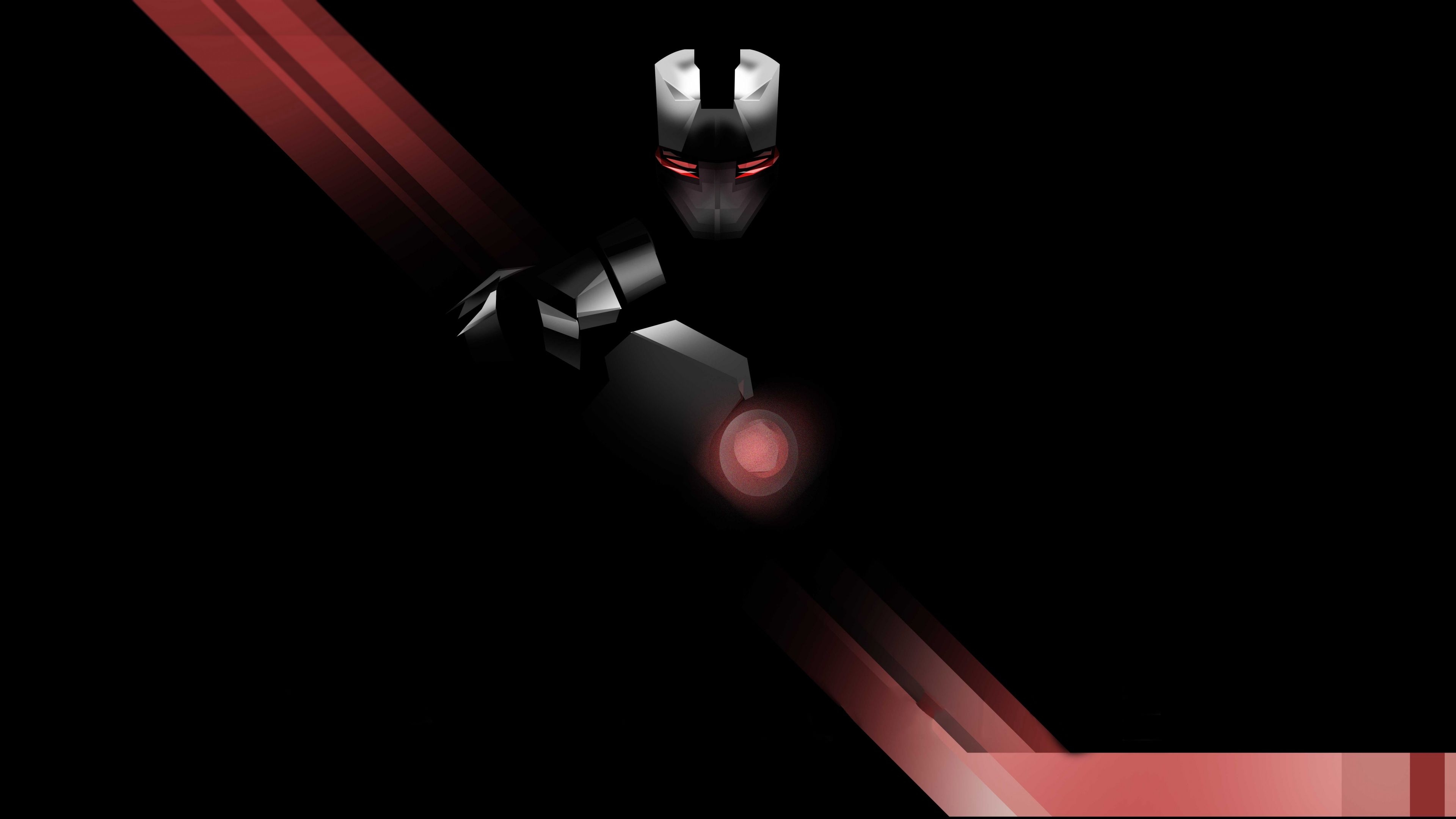 3840x2160 Download War machine, superhero, minimal, black edition wallpaper, Desktop