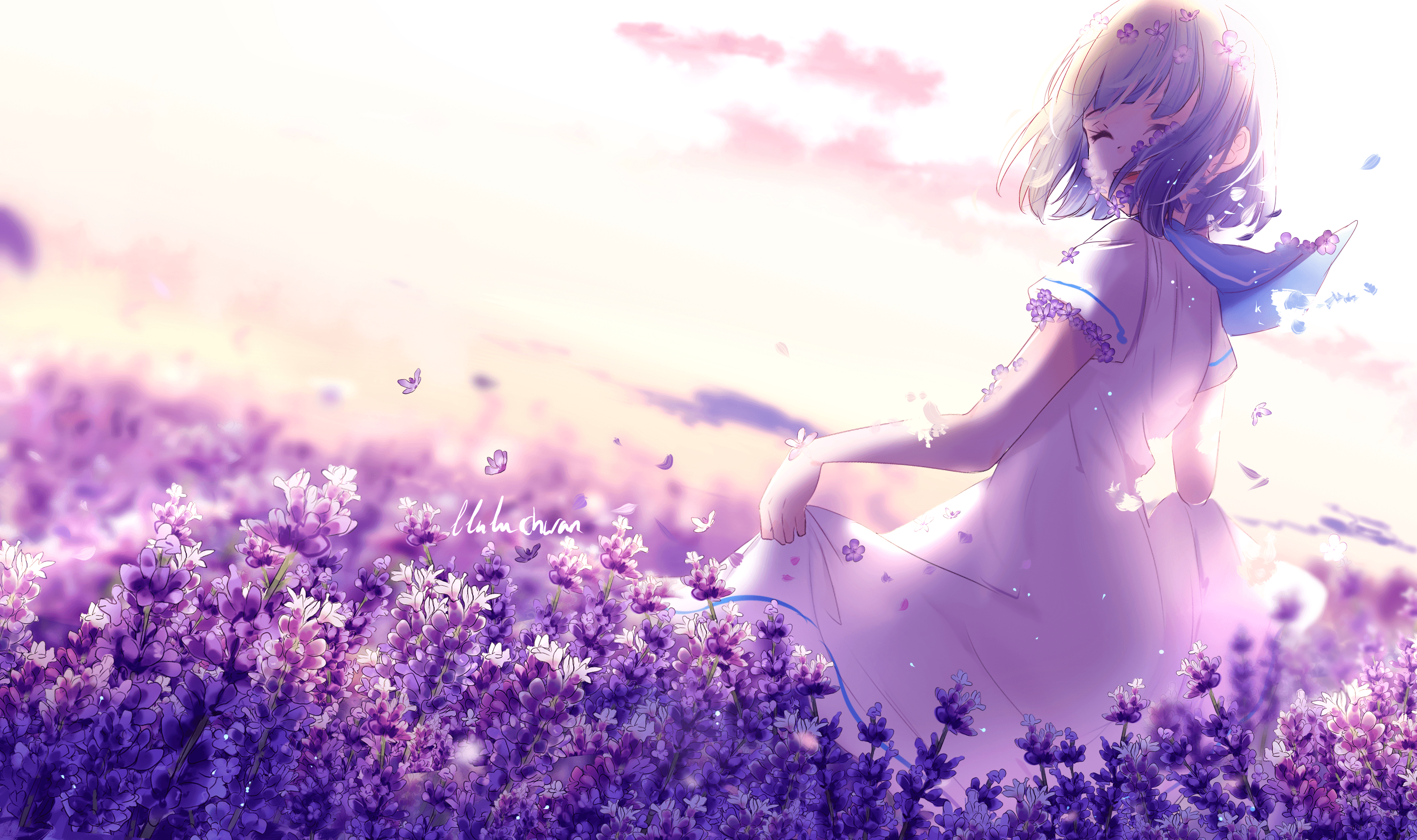 3510x2080 Download Purple Anime Girl Wallpaper, HD Background, Desktop