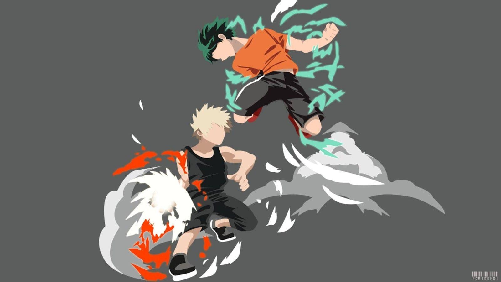 1600x900 PC Bakugo vs Midoriya. Hero wallpaper, Minimalist wallpaper, My hero, Desktop