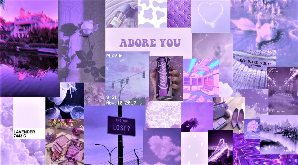 1200x670 Aesthetic Purple Wallpaper Collage. Fondos de pantalla, Fondos, Paisajes, Desktop