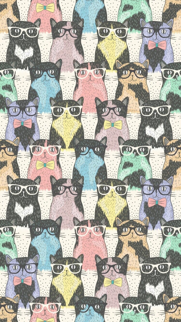 750x1340 Cat Hipster Collage Wallpaper Free Cat Hipster Collage Background, Phone