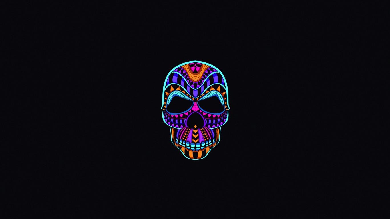 1370x770 Skull Dark Minimal 4k  Resolution HD 4k, Desktop