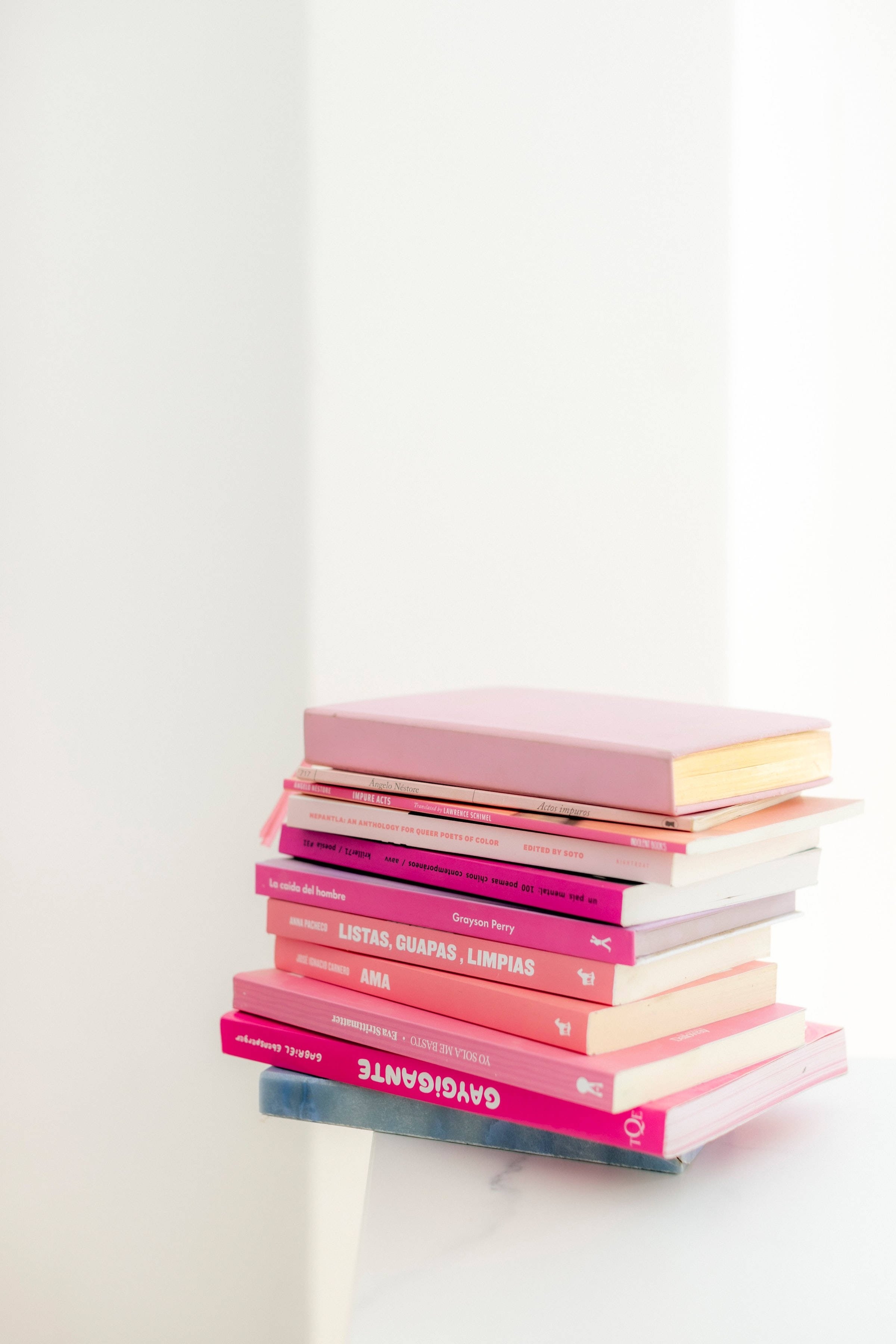 2400x3600 Download Cute Pink Aesthetic Pile Of Books Wallpaper, Phone