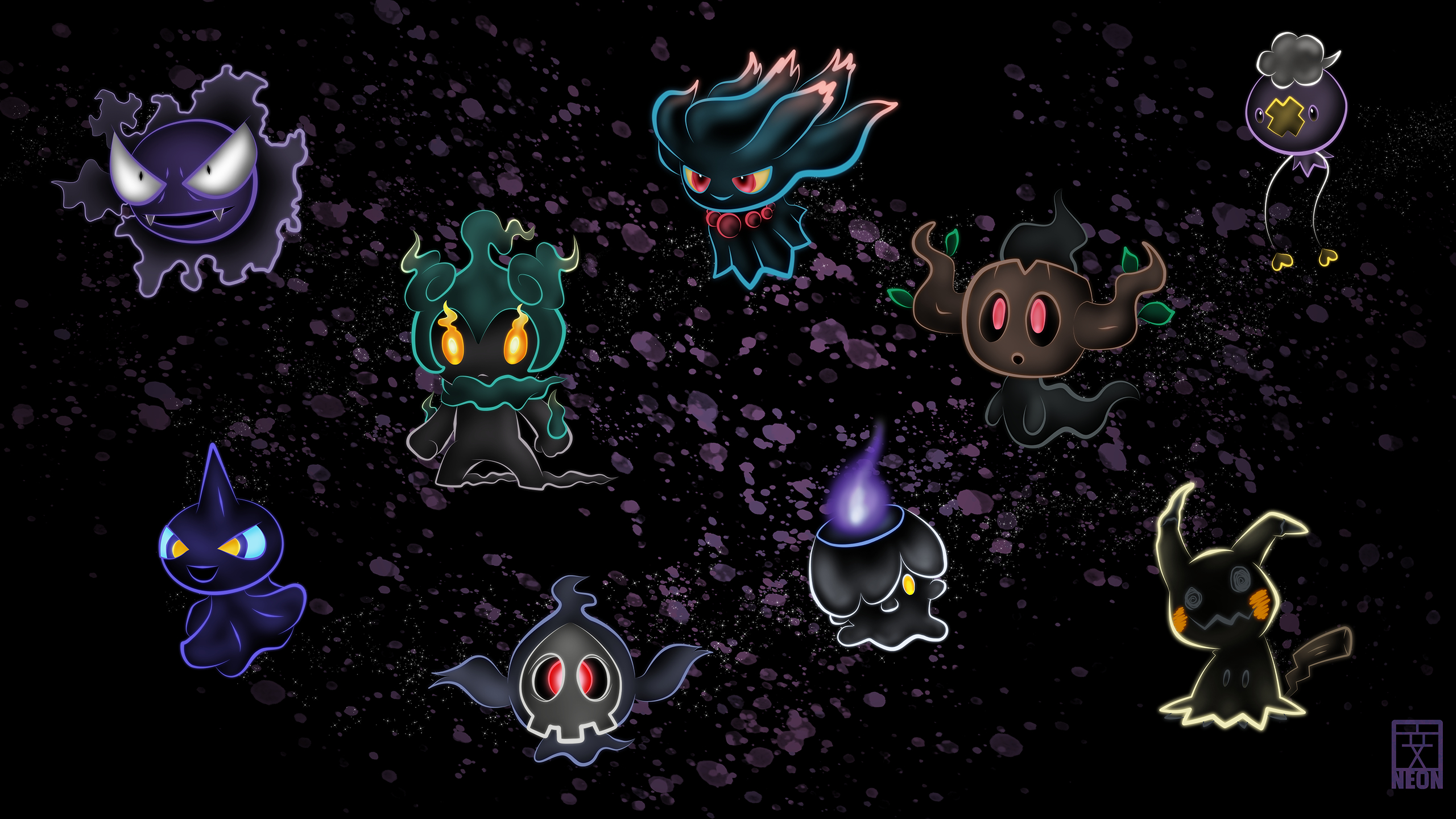 2560x1440 Neon Ghost Pokemon Desktop Wallpaper [OC] (), Desktop