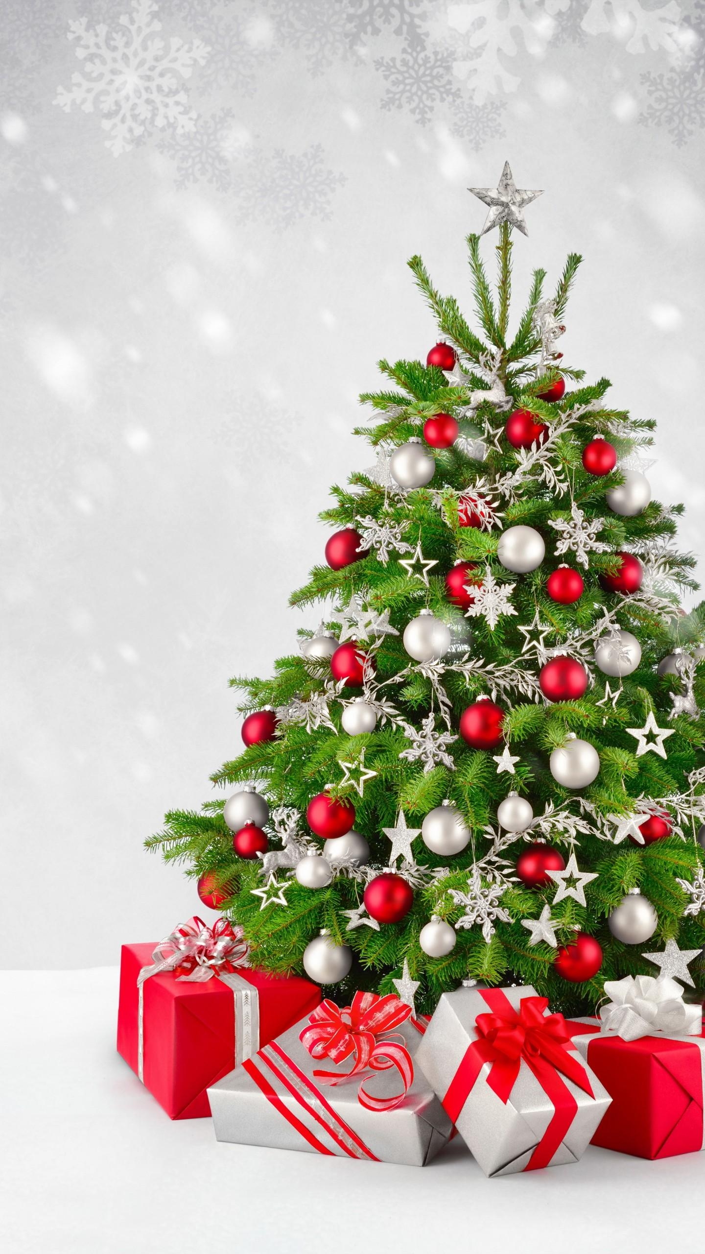 1440x2560 Wallpaper Christmas tree, Decoration, Presents, Gifts, Phone