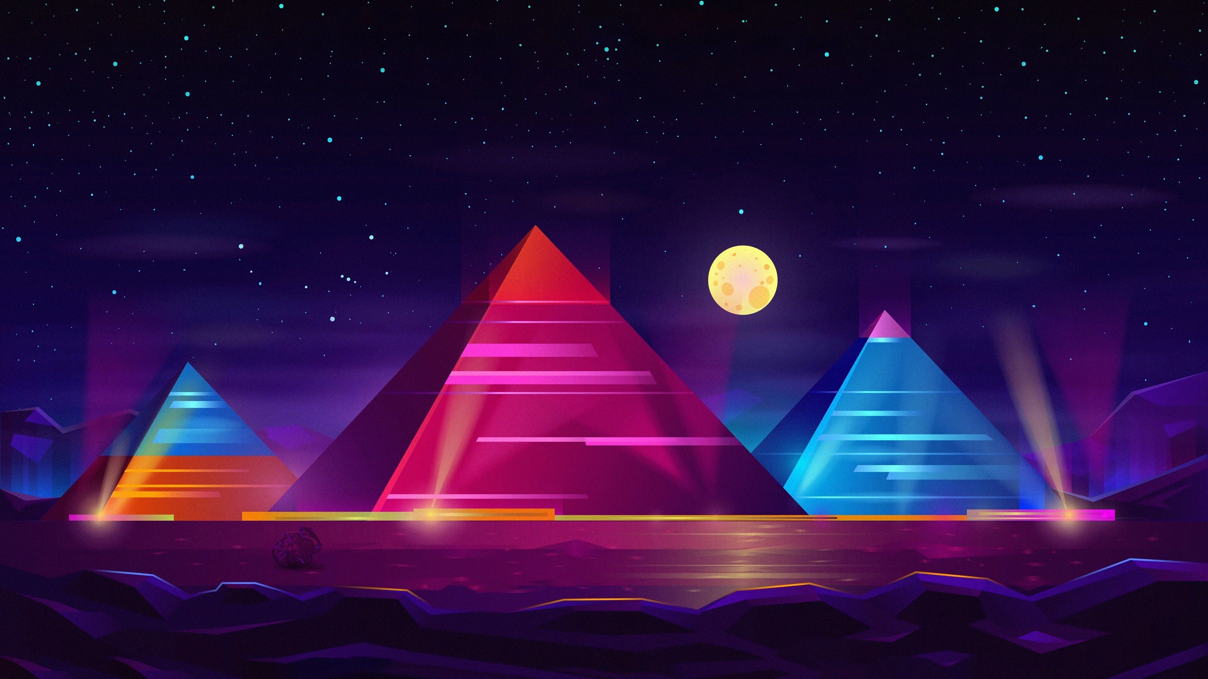 3840x2160 Neon Pyramid, Desktop